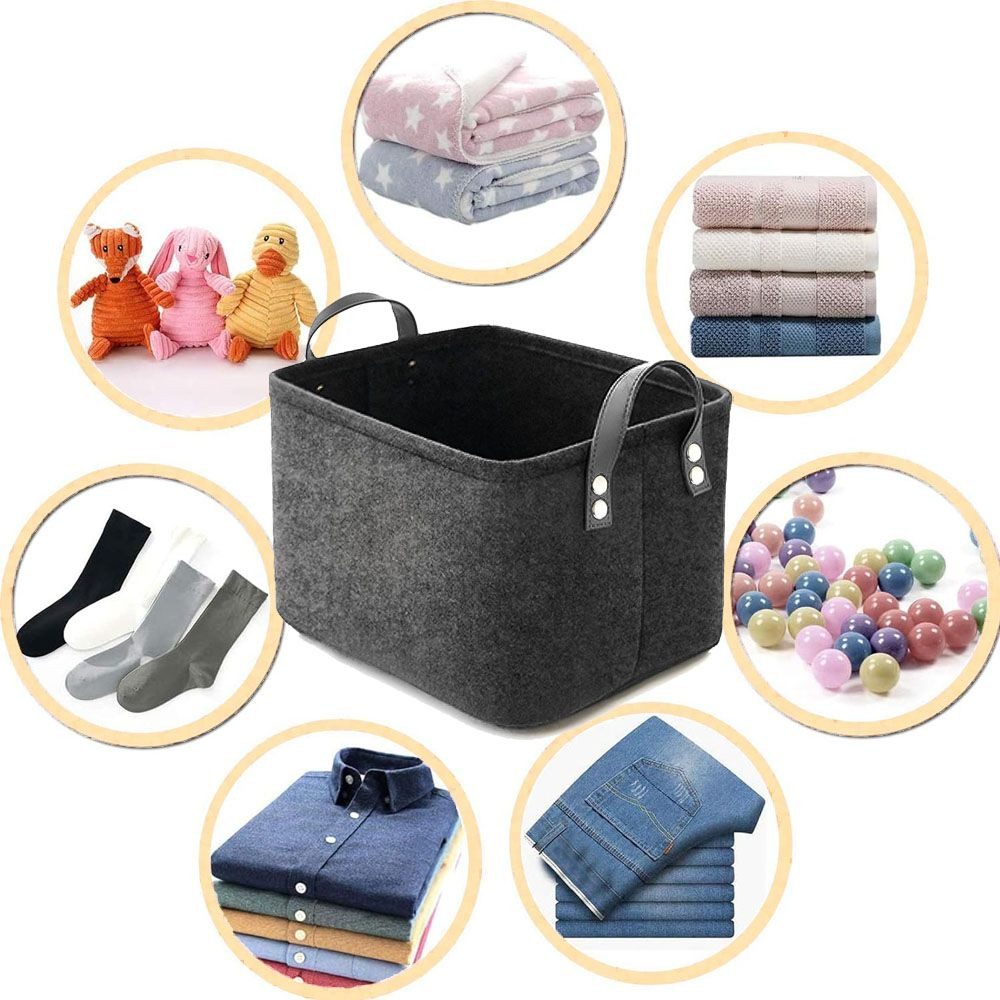 JOYOLEDER Dekokorb Aufbewahrungskorb Filzkörbchen mit Griffen (Filztasche Shopper Organizer, 1 St)