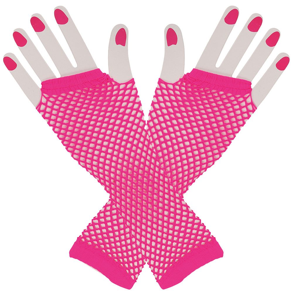 Kostüm Fingerlose Netzhandschuhe pink