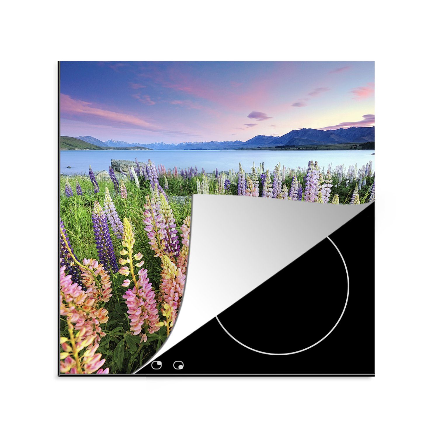 (1 Wasser Neuseeland, - küche Herdblende-/Abdeckplatte Ceranfeldabdeckung, Arbeitsplatte cm, Blumen MuchoWow Vinyl, 78x78 für - tlg),