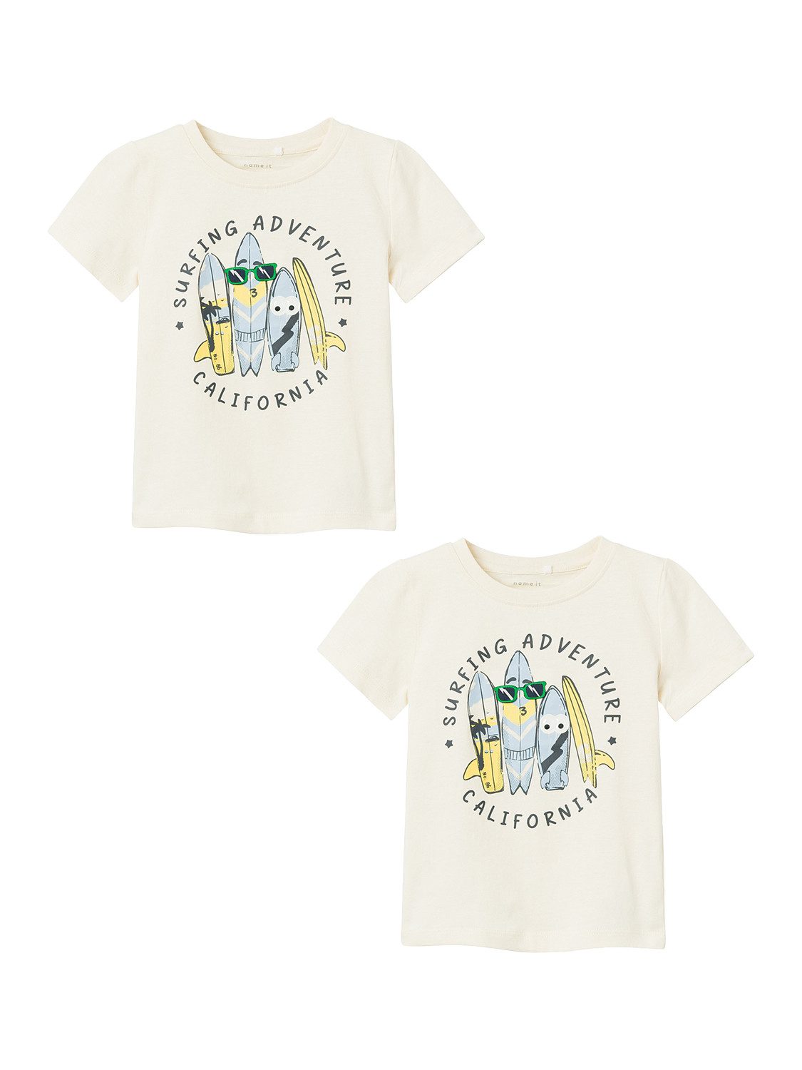 Name It T-Shirt T-Shirt Print Design Rundhals Shirt (2-tlg) 7452 in Weiß-2