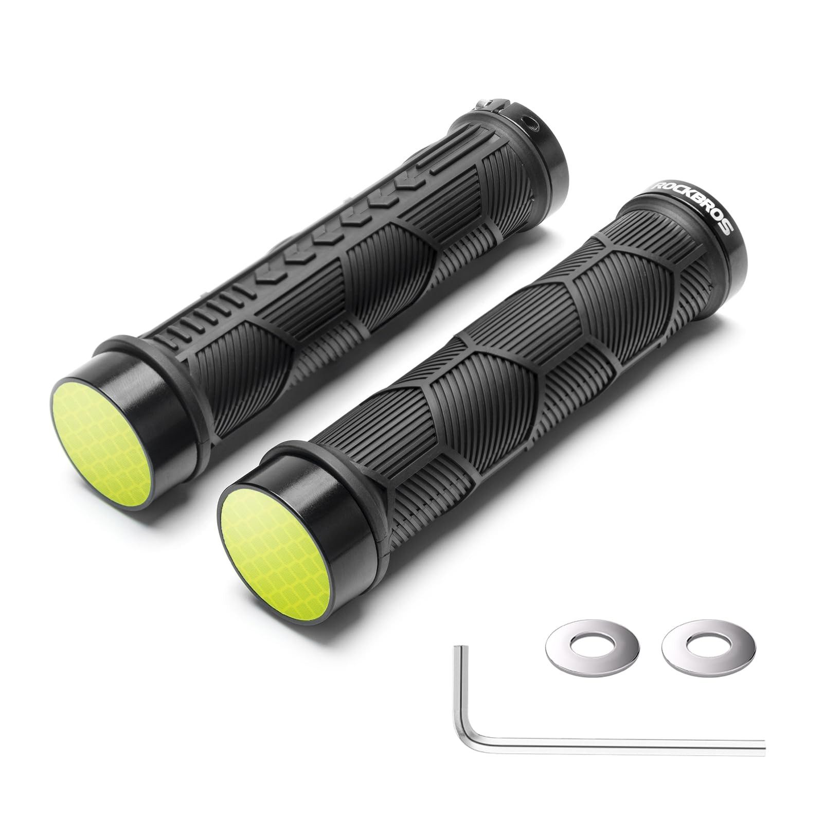 ROCKBROS Fahrradlenkergriff Gummi Lenkergriffe Aluminium Lock-On Design (für 22,2mm Lenke), mit Reflektierend