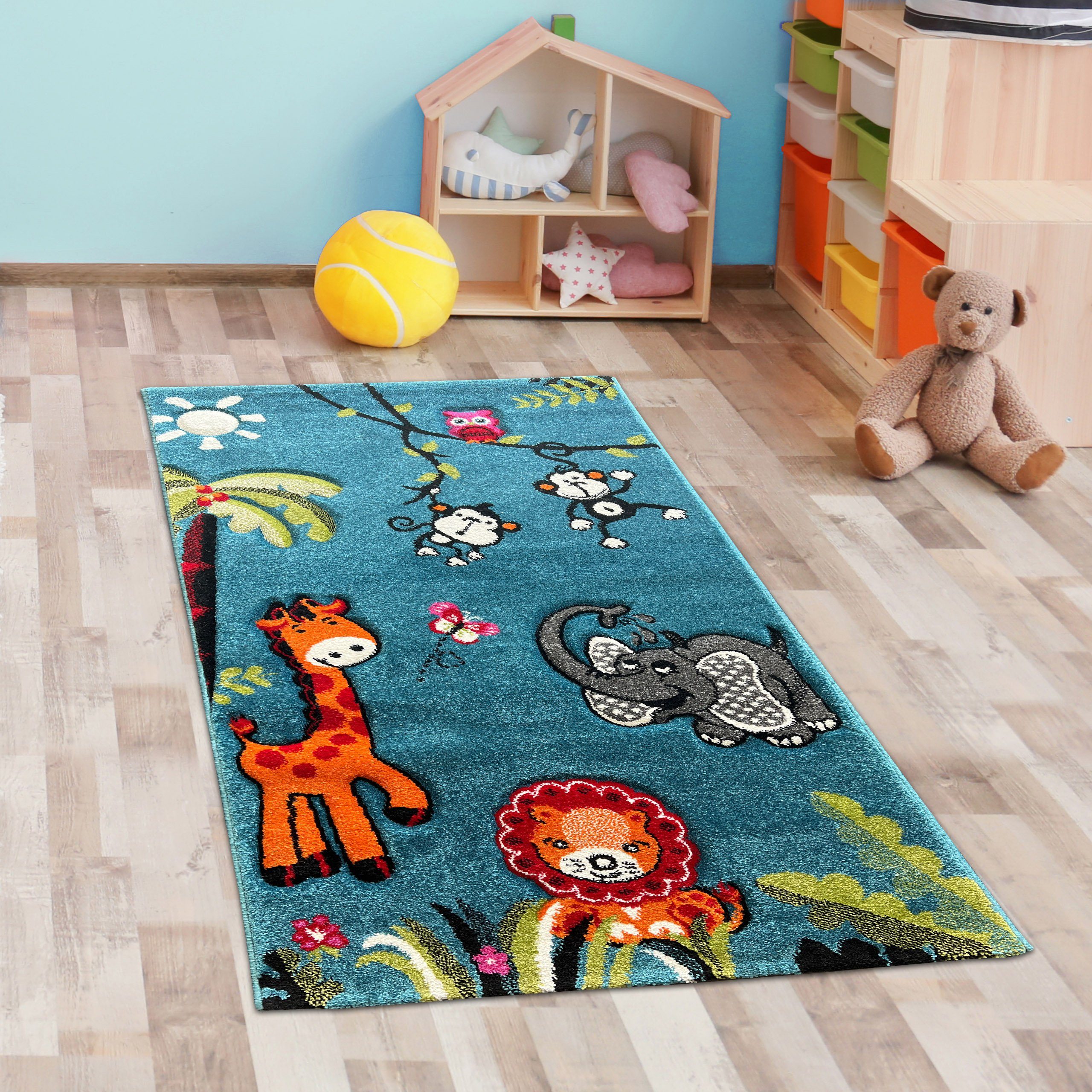 Carpetia Kinderteppich Kinderspiel Teppich mit Zootier-Motiv günstig online kaufen