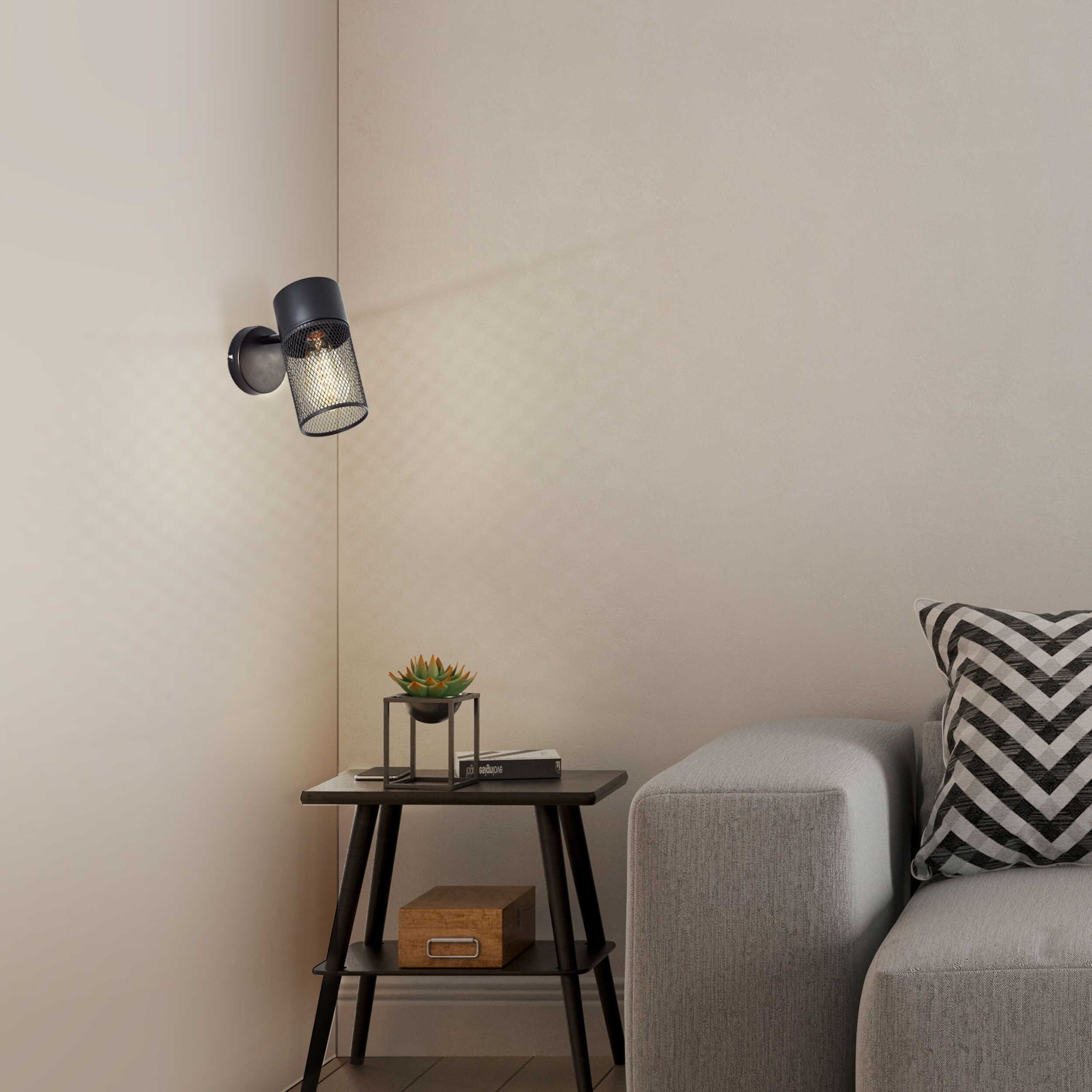 Lightbox Wandstrahler, ohne Leuchtmittel, Wandspot, 26 x 21 x 11 cm, E27, max. 40 W, schwenkbar, schwarz matt