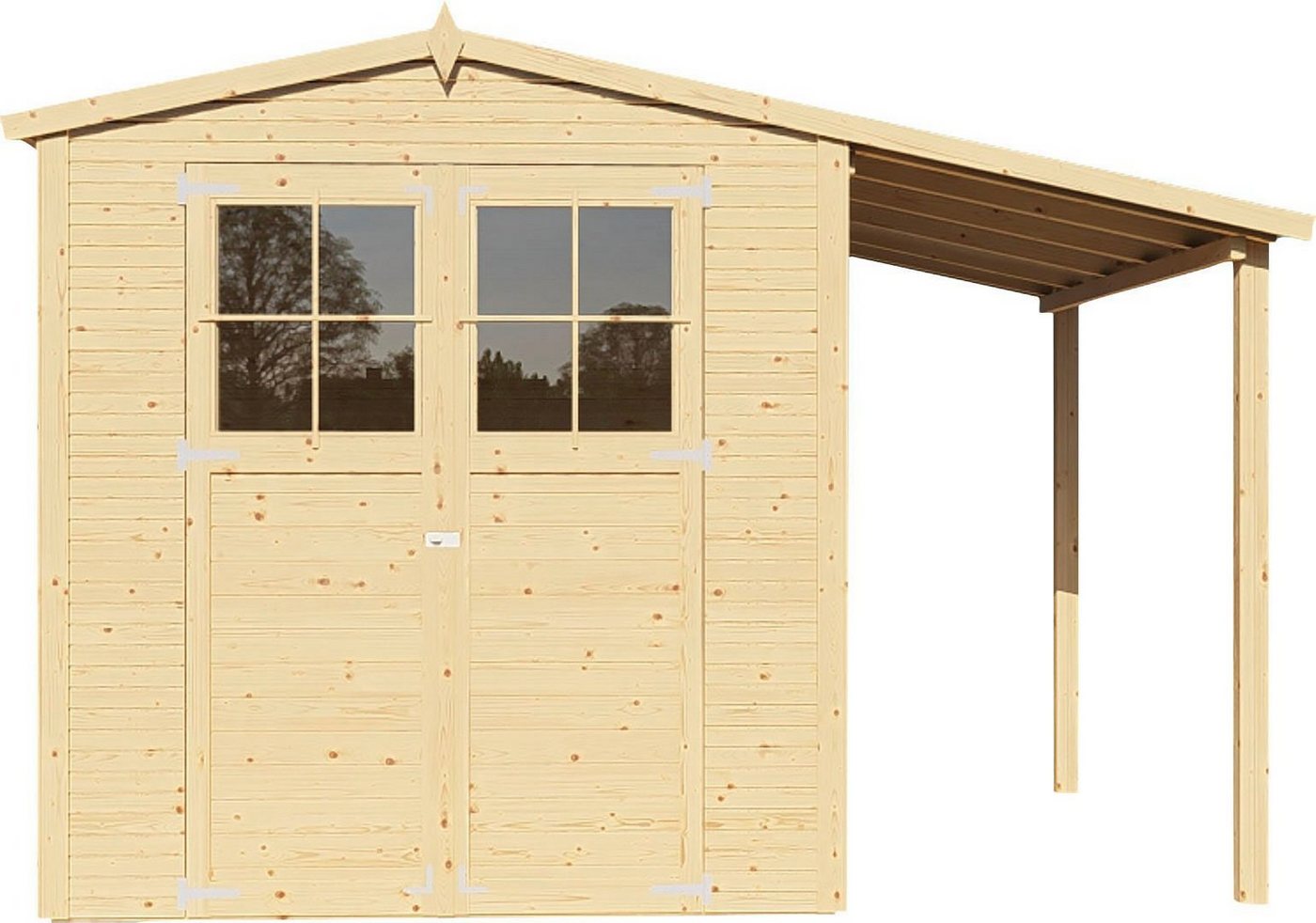 Thumbnail - KONIFERA Gartenhaus Alto 3 PLUS Fineline Satteldach, BxT: 343x209 cm, mit Anbaudach