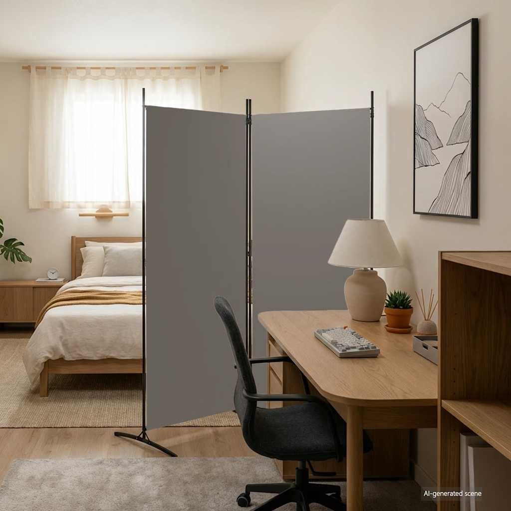 furnicato Raumteiler Paravent 175x180 cm Anthrazit Stoff mit 2 Paneelen, 1-tlg., Klappbare Sichtschutzwand, atmungsaktiv und für das Schlafzimmer