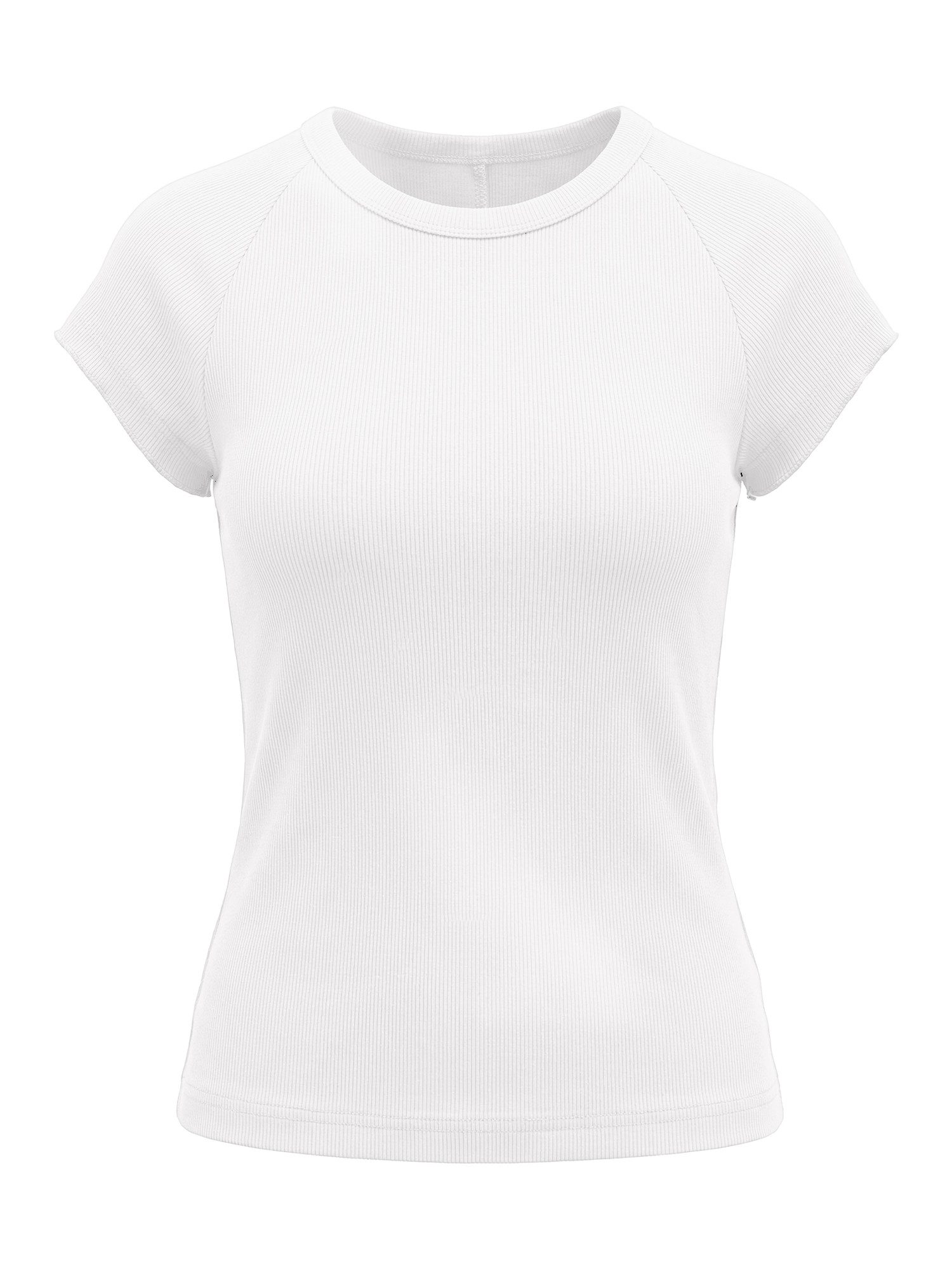 Imily Bela T-Shirt Damen Kurzarm-Rippstrickoberteil mit Rundhalsausschnitt günstig online kaufen