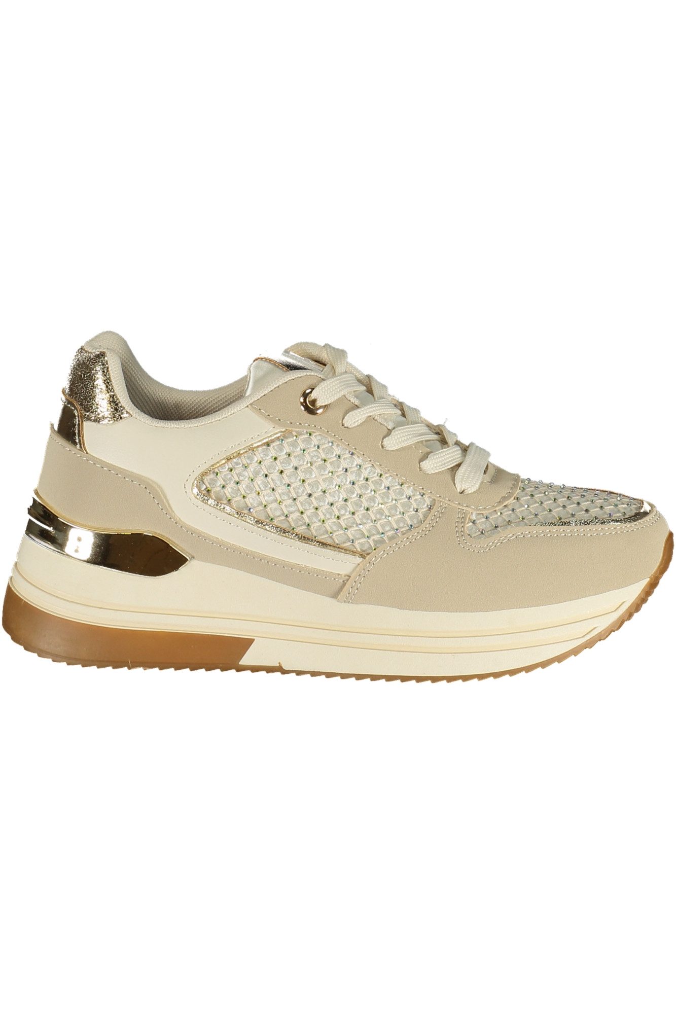 Laura Biagiotti Sneaker Eleganter Damen-Sportschuh Beige mit Gold-Details