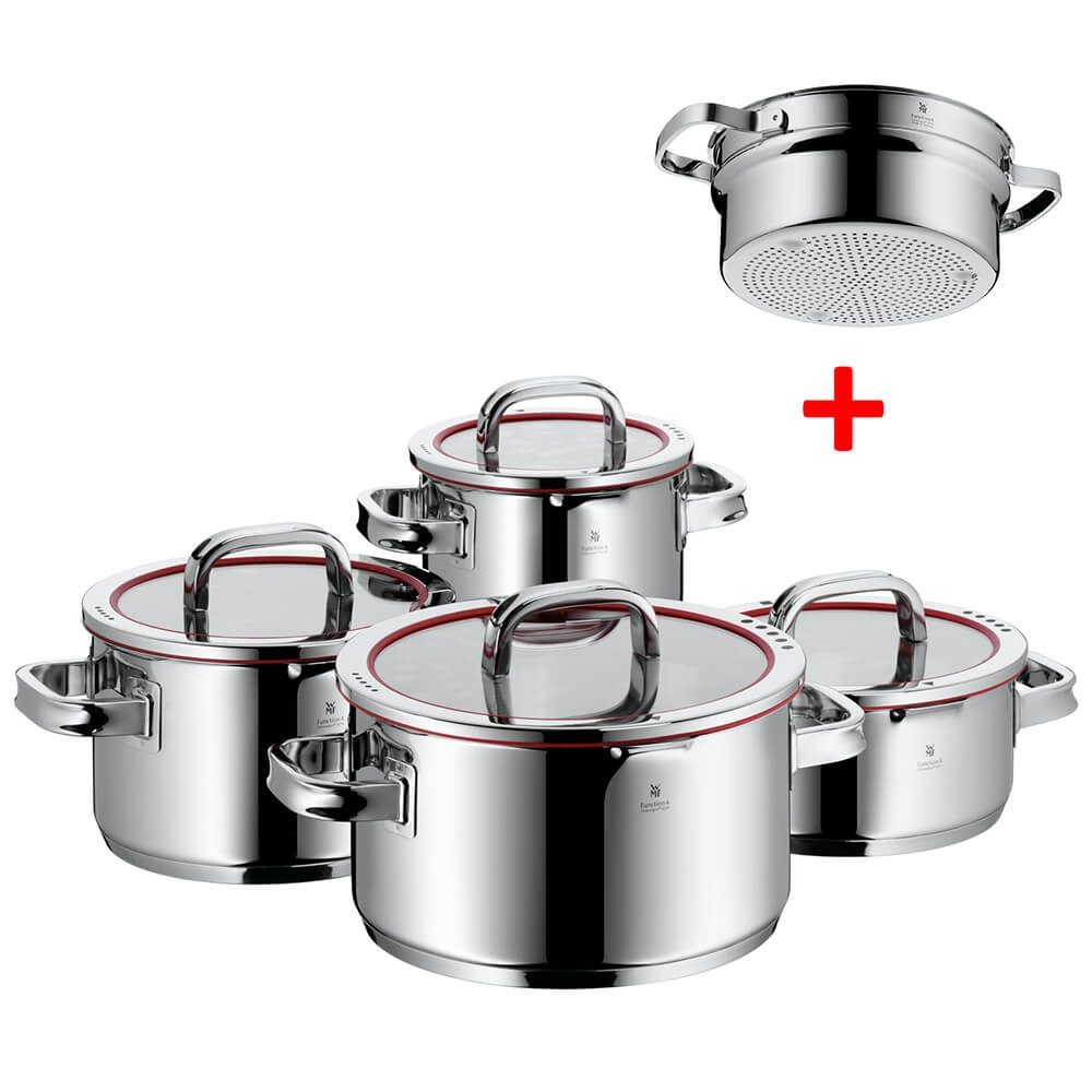 WMF Topf-Set WMF Topfset Function 4 4-teilig mit GRATIS Dämpfer, Edelstahl