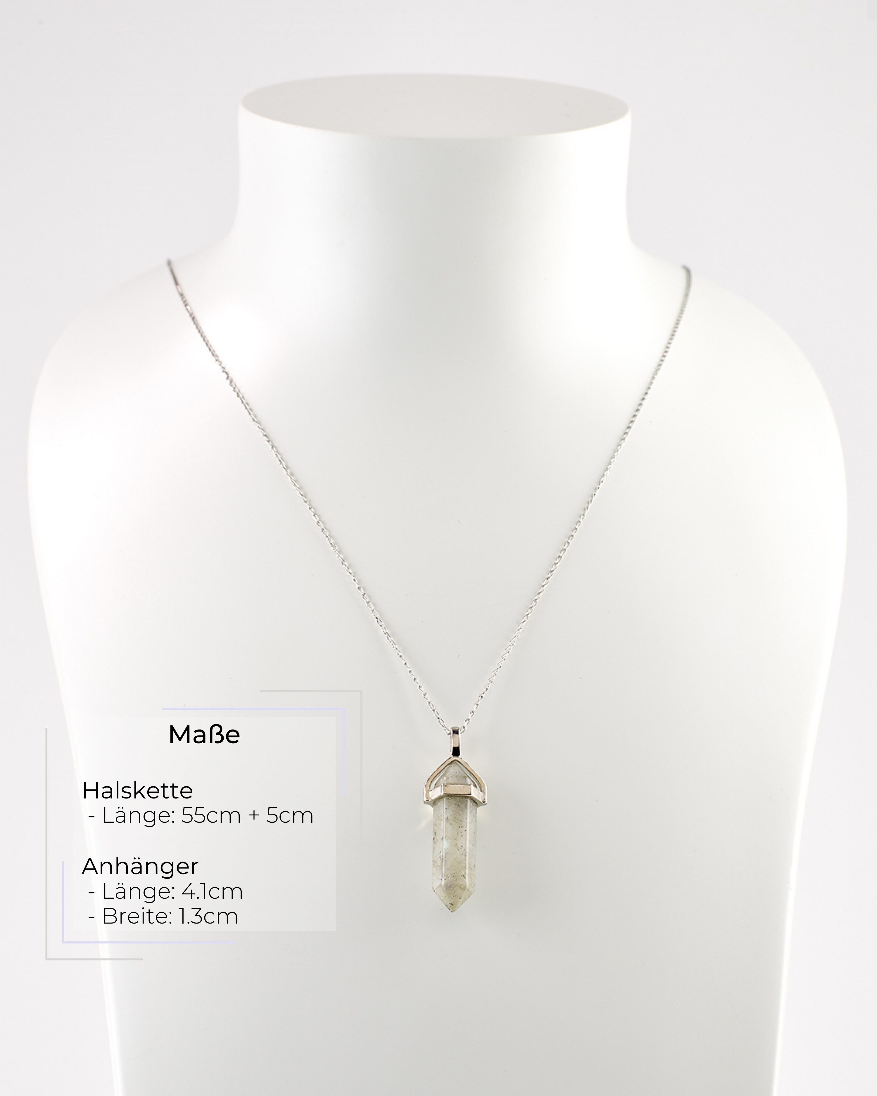 LAVISA Kette mit Anhänger LAVISA Obelisk Edelstein Halskette silber, echte Kristalle, Naturstein, Edelstein Halskette Schmuck Kristall Naturstein Edelsteinkette