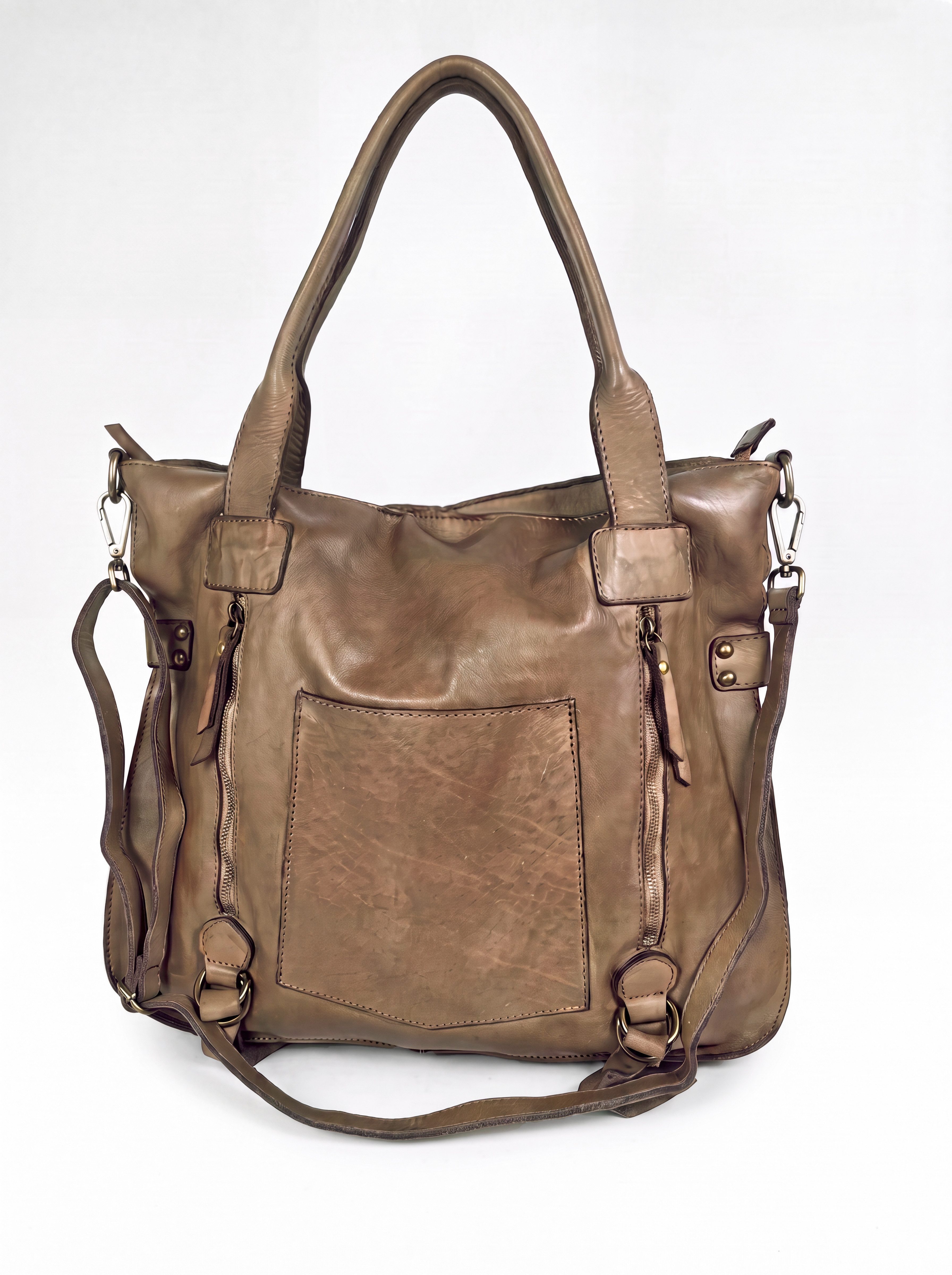 sanumi Schultertasche großer italienischer Ledershopper, Made in Italy, weiches Echtleder
