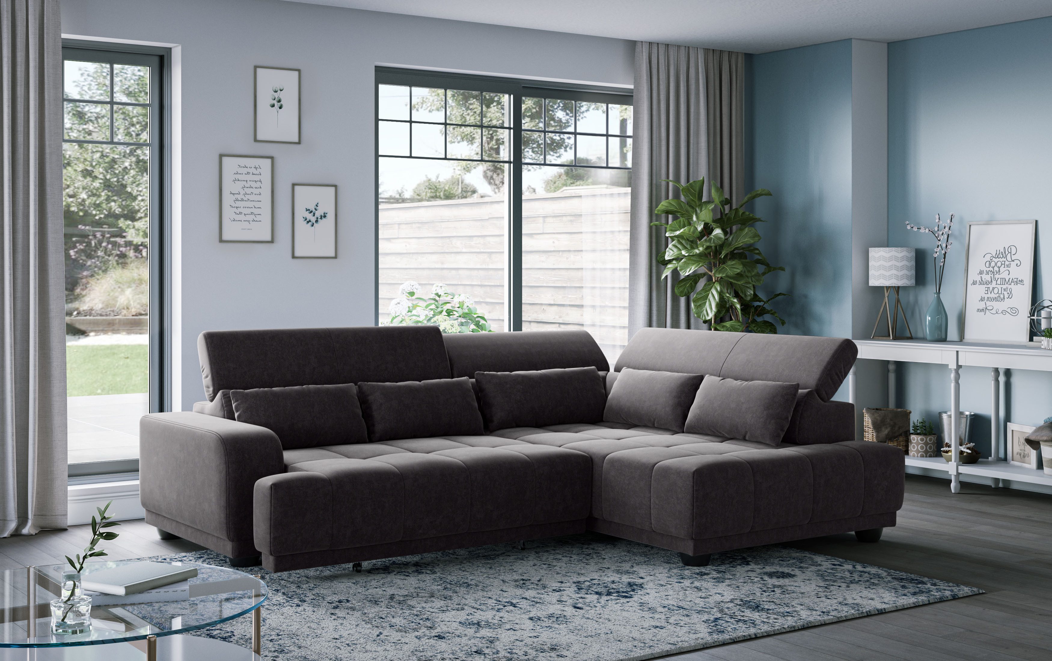 COTTA Ecksofa Jade L Form, Breite: 270 cm, mit Kopfteilverstellung & Nierenkissen, optional elektr. Sitztiefenverstellung