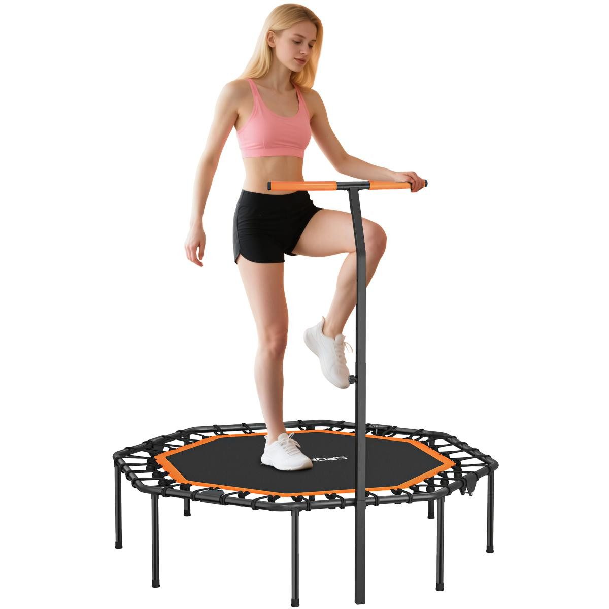 FELIXLEO Fitnesstrampolin Fitness Trampolin Trainingstrampolin verstellbarem stabil Stahl