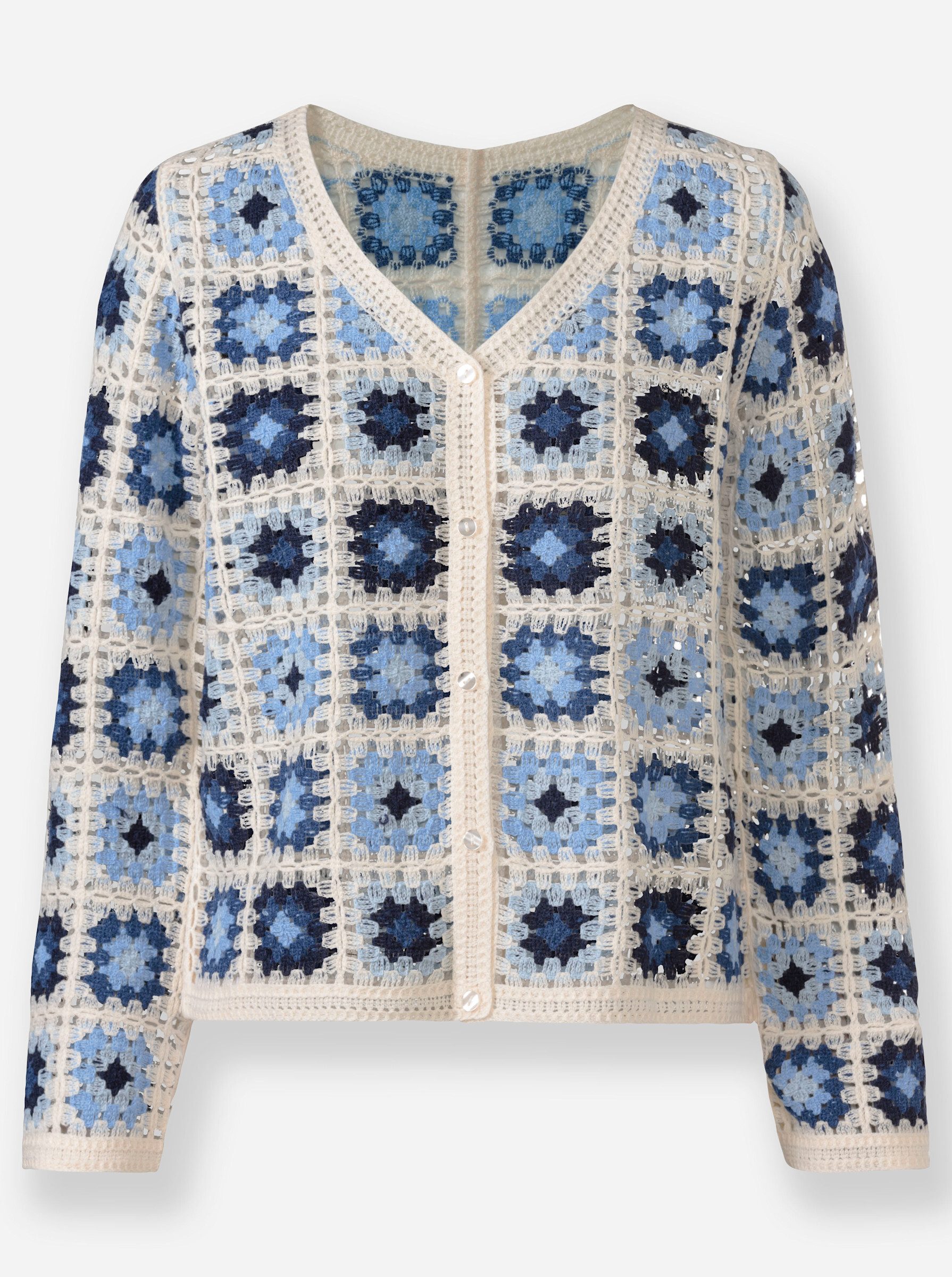 Strickjacke Strickjacke Langarm Häkeloptik