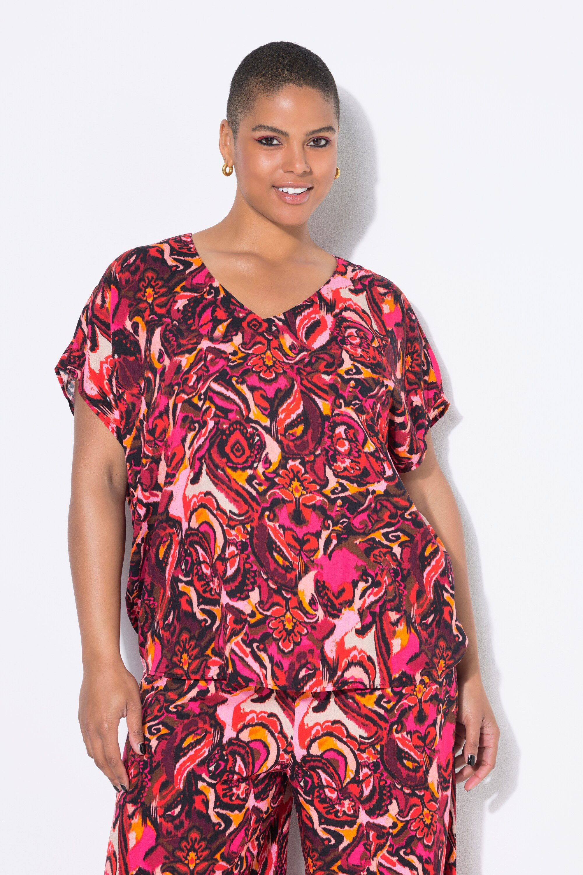 Druckbluse Blusenshirt oversized Alloverprint