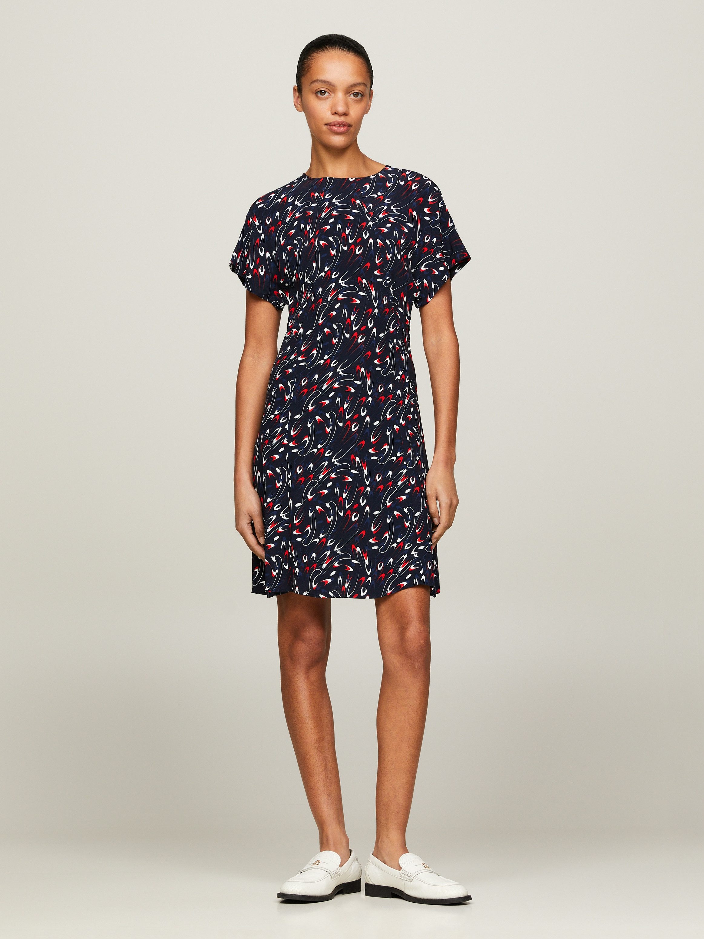 Tommy Hilfiger Blusenkleid SMALL RIBBON F&F SS SHORT DRESS mit Allover-Muster