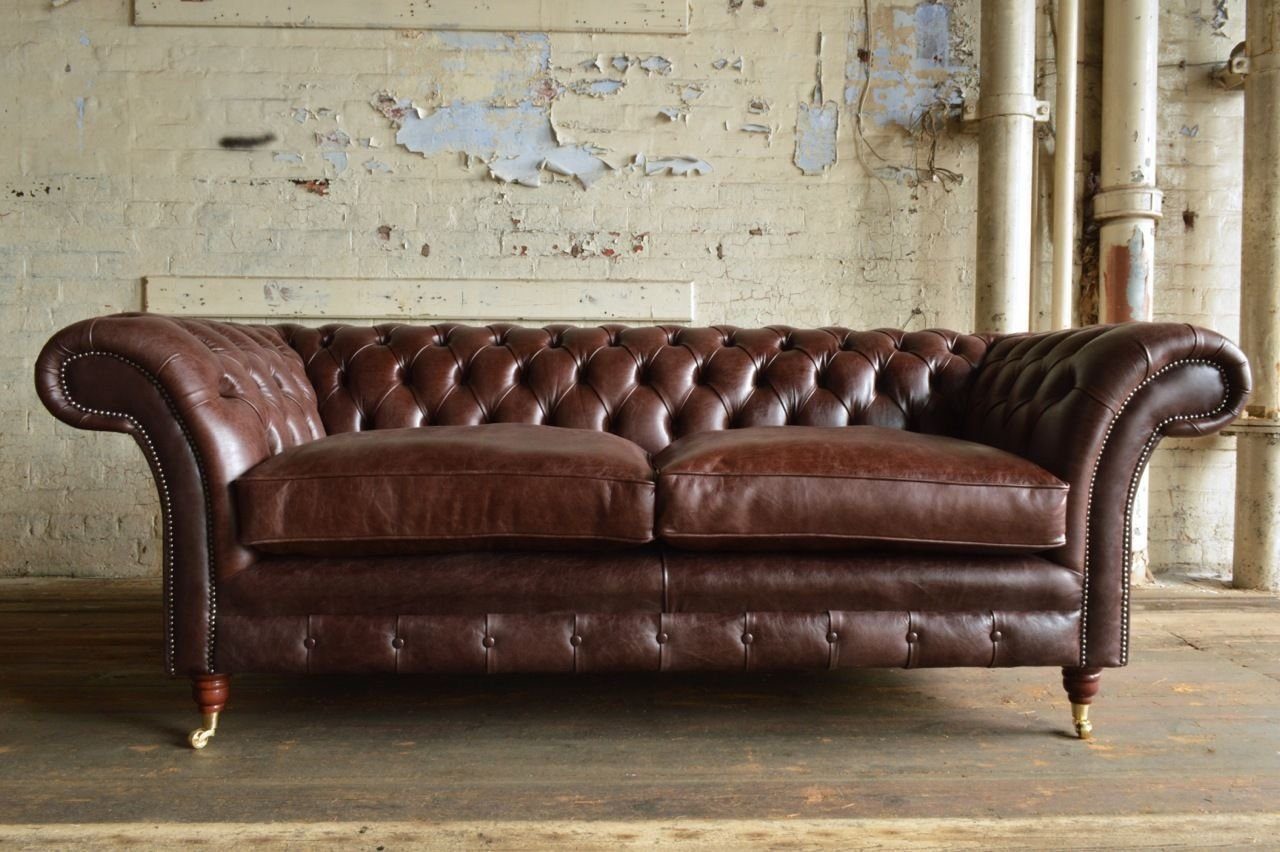 Leder Sitz Chesterfield Garnitur Design Luxus JVmoebel Couch Polster Sofa Chesterfield-Sofa,