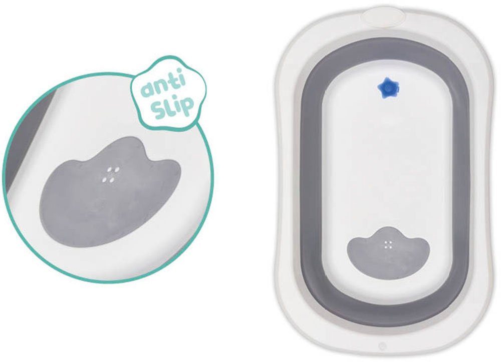 Fillikid Babybadewanne Faltbadewanne Orka, grau-weiß, inkl. Ablaufstöpsel – Bild 5 von 5