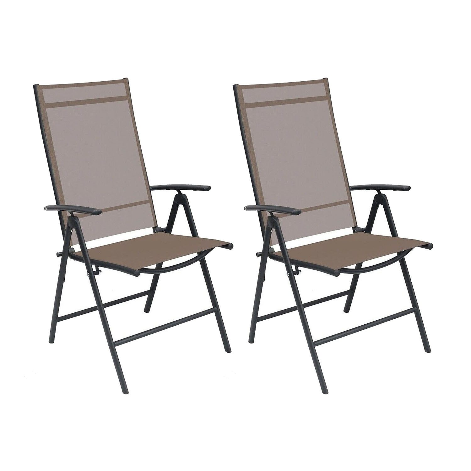 Mojawo Armlehnstuhl 2er Garten Klappstuhl Gartenstuhl Textilen Anthrazit Schokobraun 7 Pos