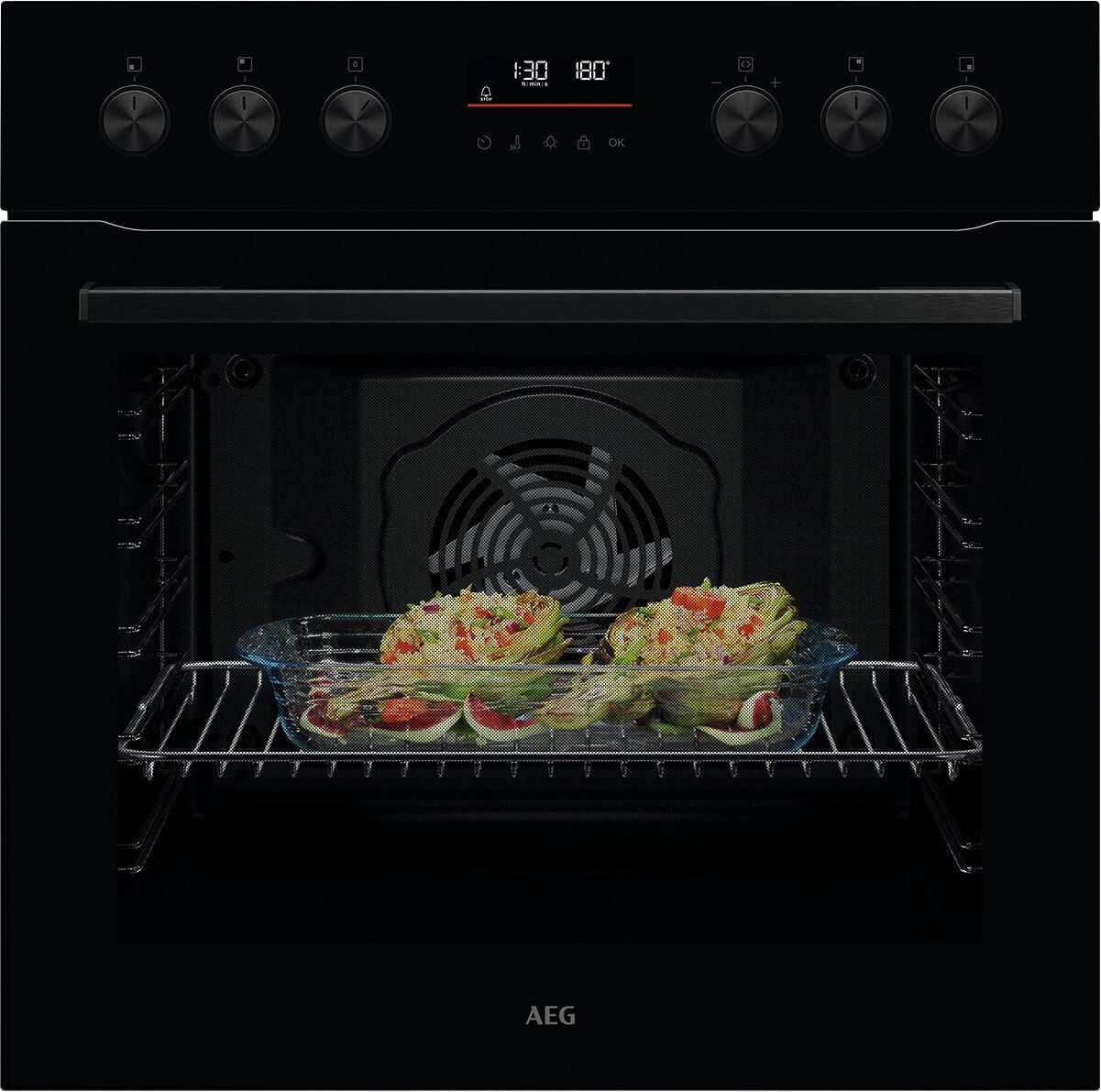 AEG Elektro-Herd-Set Serie 5000 OO21HSPB, Pyrolyse-Selbstreinigung, Mit 45 Automatikprogrammen mühelos kochen – der Ofen führt zum Ziel