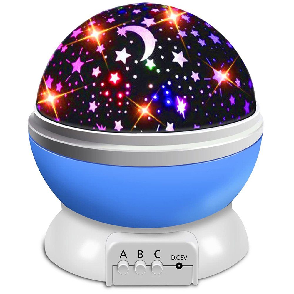 Projektor, Projektionslampe Sternenhimmel LED Nachtlicht 360° Nachttischlampe Blau Rotation zggzerg