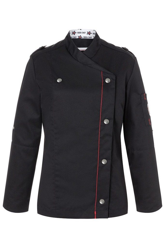 Karlowsky Fashion Kochjacke KARLOWSKY Damen Kochjacke ROCK-CHEF® Druckknöpfe Schwarz