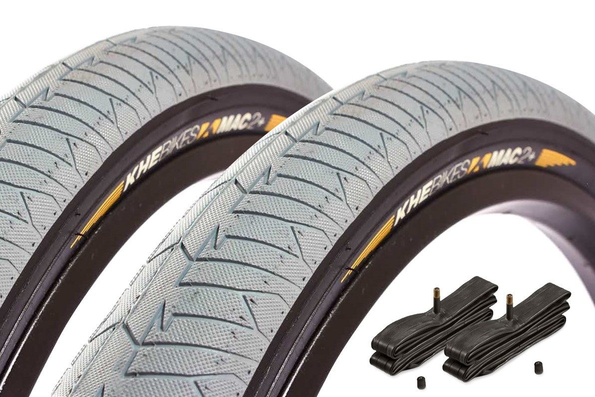 KHEbikes Fahrradreifen BMX Reifen Set KHE MAC2+ 20 Zoll x 2,30 mit Schlauch AV, Stahl Band (steel beaded)