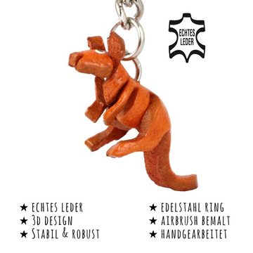 Monkimau Schlüsselanhänger Kleiner Känguru Schlüsselanhänger Leder Tier Figur (Packung)