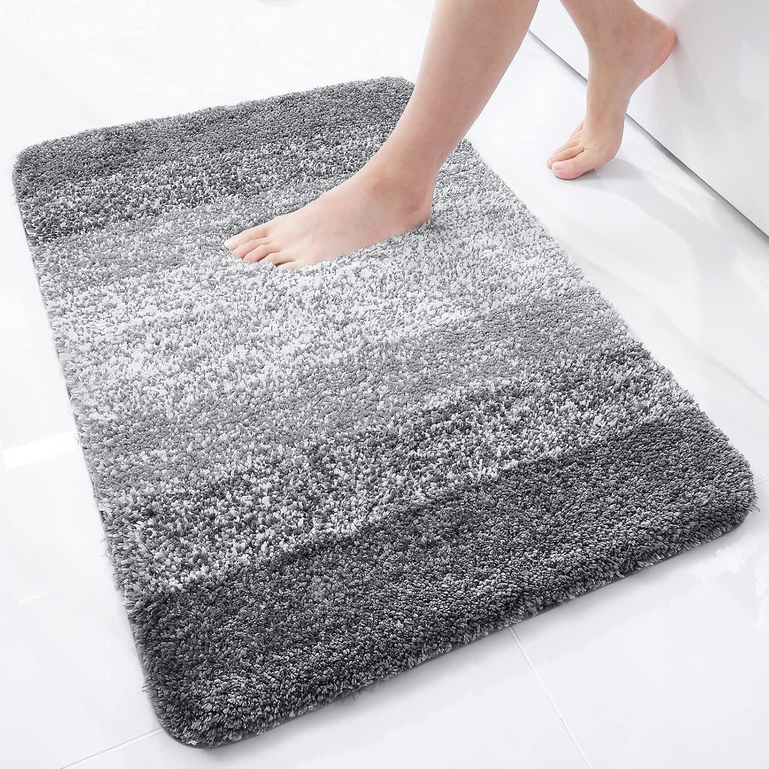 LuxusKollektion Badematte Badezimmerteppich rutschfest Mikrofaser saugfähig 51x76 cm Grau