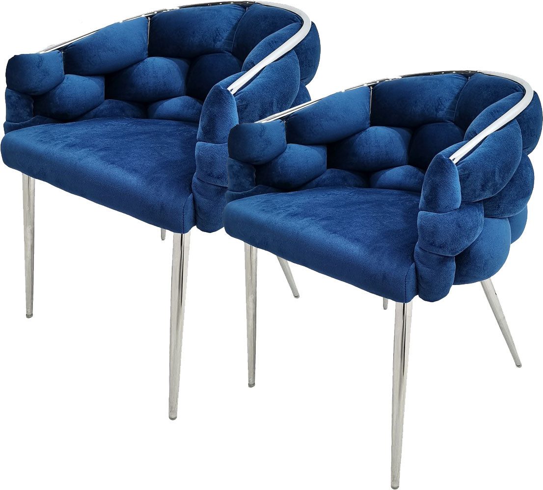 Kayoom Polsterstuhl Stuhl Grace 125 2er-Set, Gestell aus Eisen, bequem gepolstert (Set, 2 St), Graziöses Design, absolutes Eye-Catcher, geflochtener Rücken