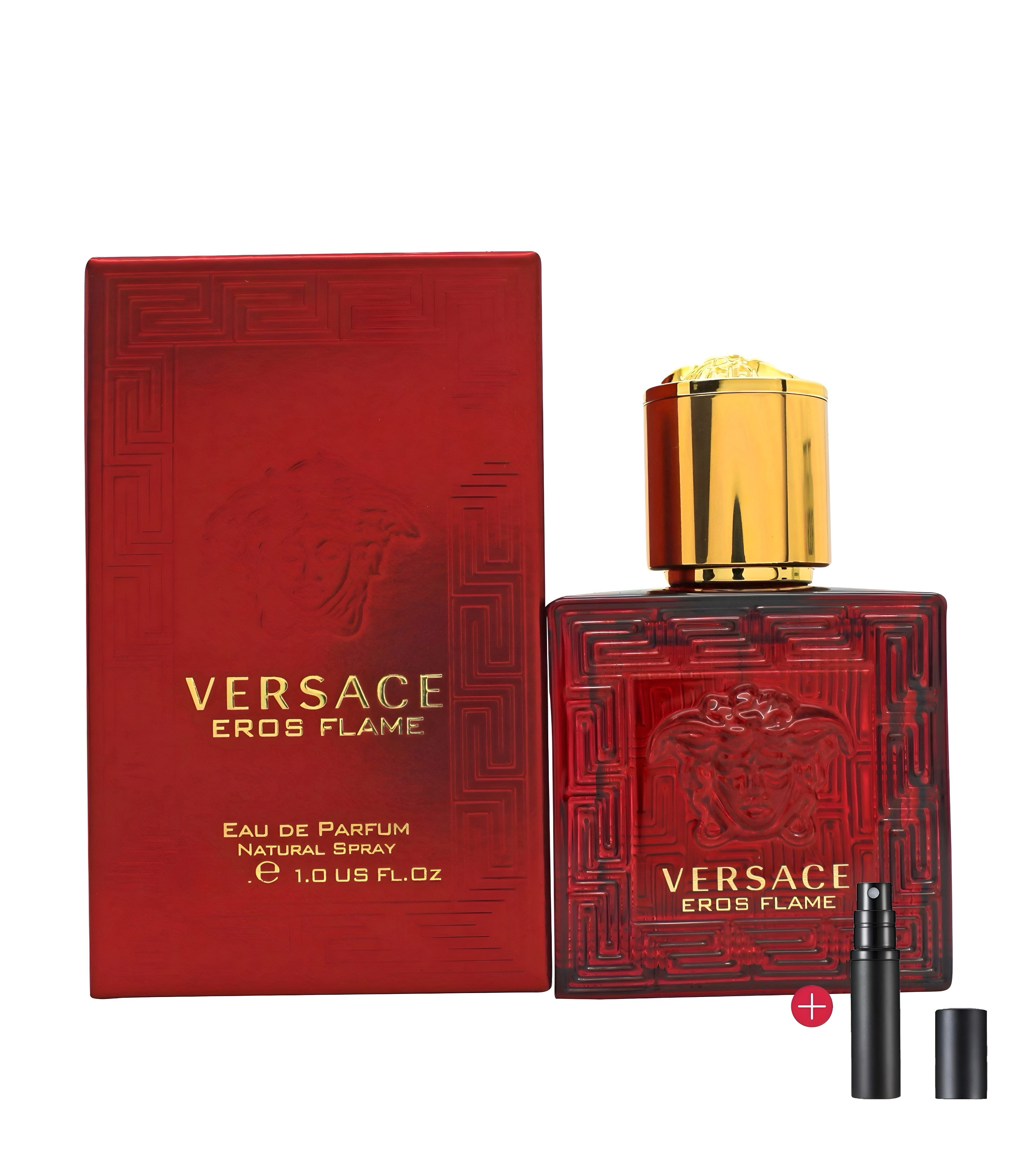 Versace Eau de Parfum Versace Miniaturen Set Herren Fraiche, Dylan Blue, Eros und Eros Flame, 2-tlg., Geschenkset 4 x 5 ml, Parfümzerstäuber Nachfüllbar