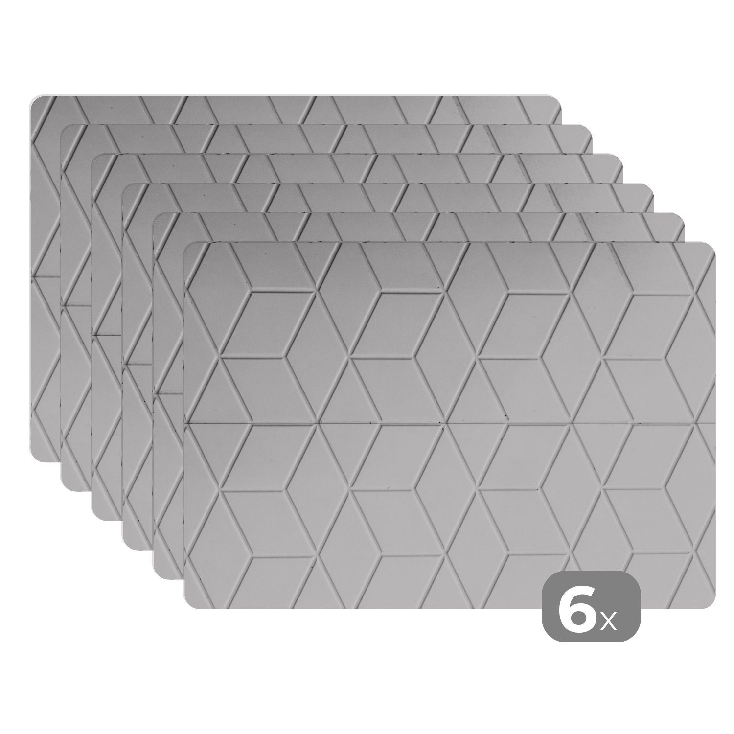 Platzset, Weiß - Muster - Design - Stein - Kariert, MuchoWow, (6-St), Platzset, Platzdecken, Platzmatte, Tischmatten, Schmutzabweisend