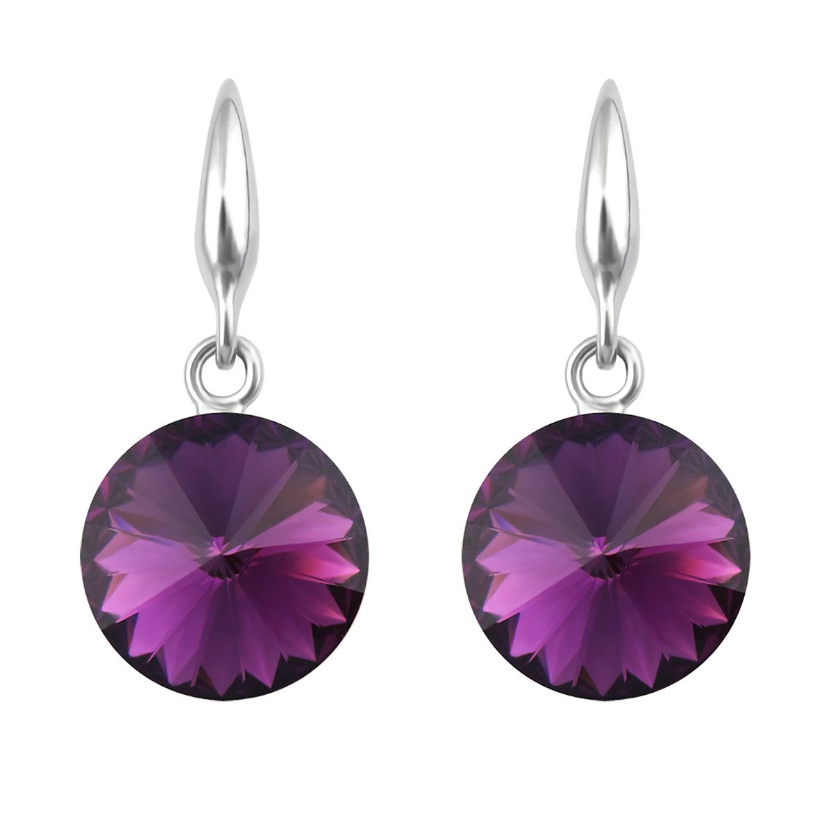 Valentinstagsgeschenk LÖB Paar Ohrhänger 750er Weißgold vergoldet Ohrringe Hängend Kristall Stein Silber Lila (Geschenke für Frauen Beste Freundin Mut