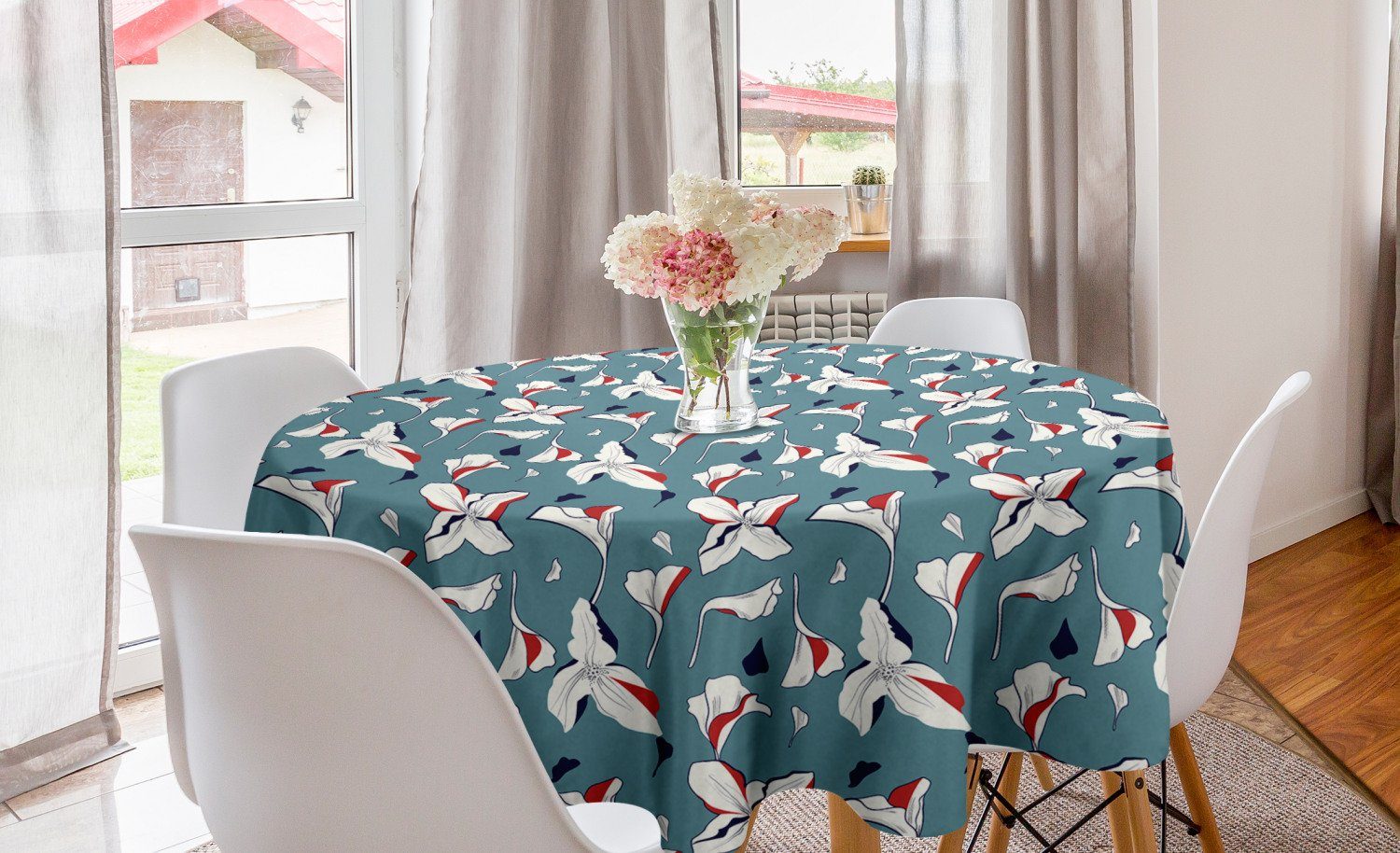 Abakuhaus Drooping mit Blumen Tischdecke Blume Tischdecke Dekoration, Esszimmer Kreis Abdeckung Küche Petals für