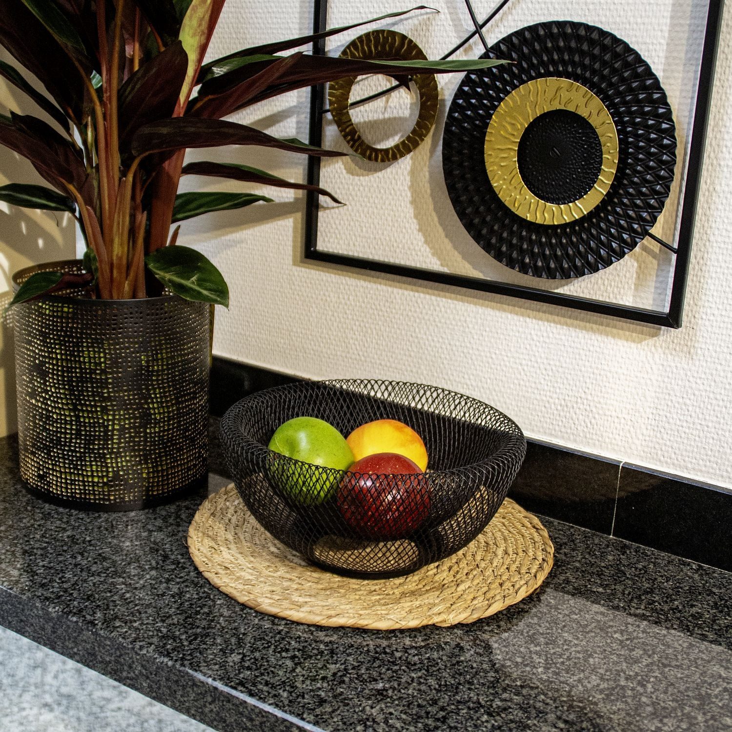 Macosa Home Dekoschale Schwarz od. Weiß Metall 25 cm modern (1 St., Metallschale Schale rund Aufbewahrungsschale), Obstschale Drahtschale Wohnaccessoire