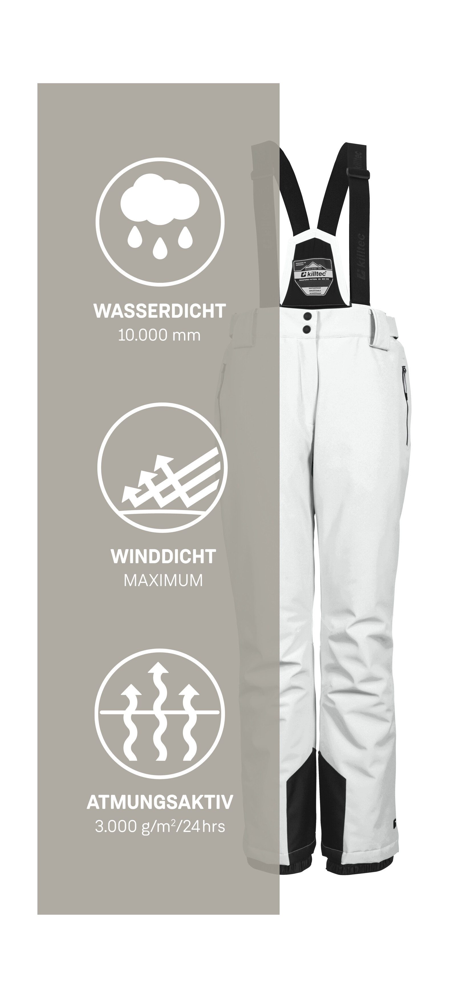 Killtec Skihose KSW 249 WMN SKI PNTS Wind- und wasserdicht, verstellbar, Teflon EcoElite™-Imprägnierung