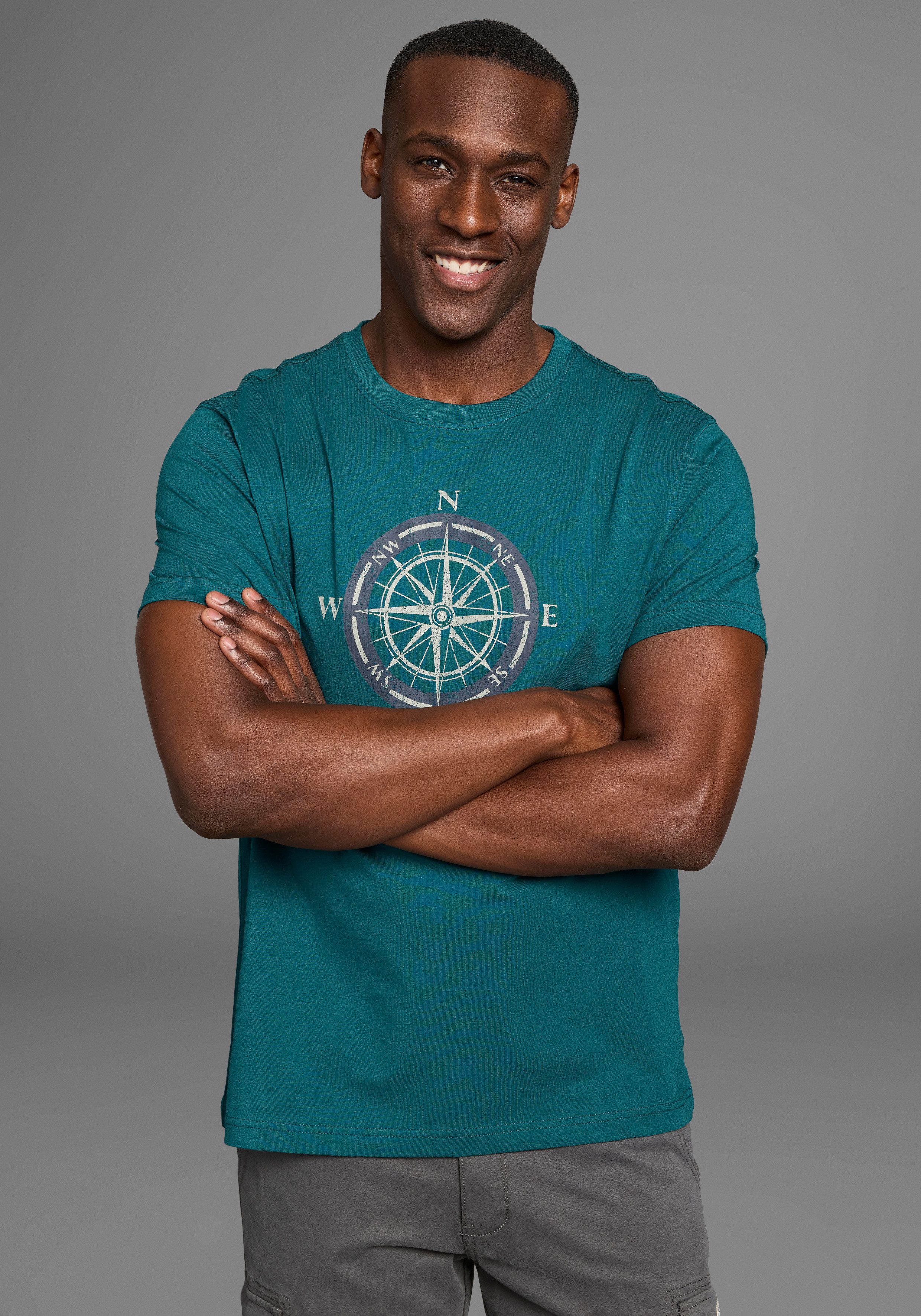 DELMAO T-Shirt Kurzarm, bedruckt, Rundhals, aus günstig online kaufen