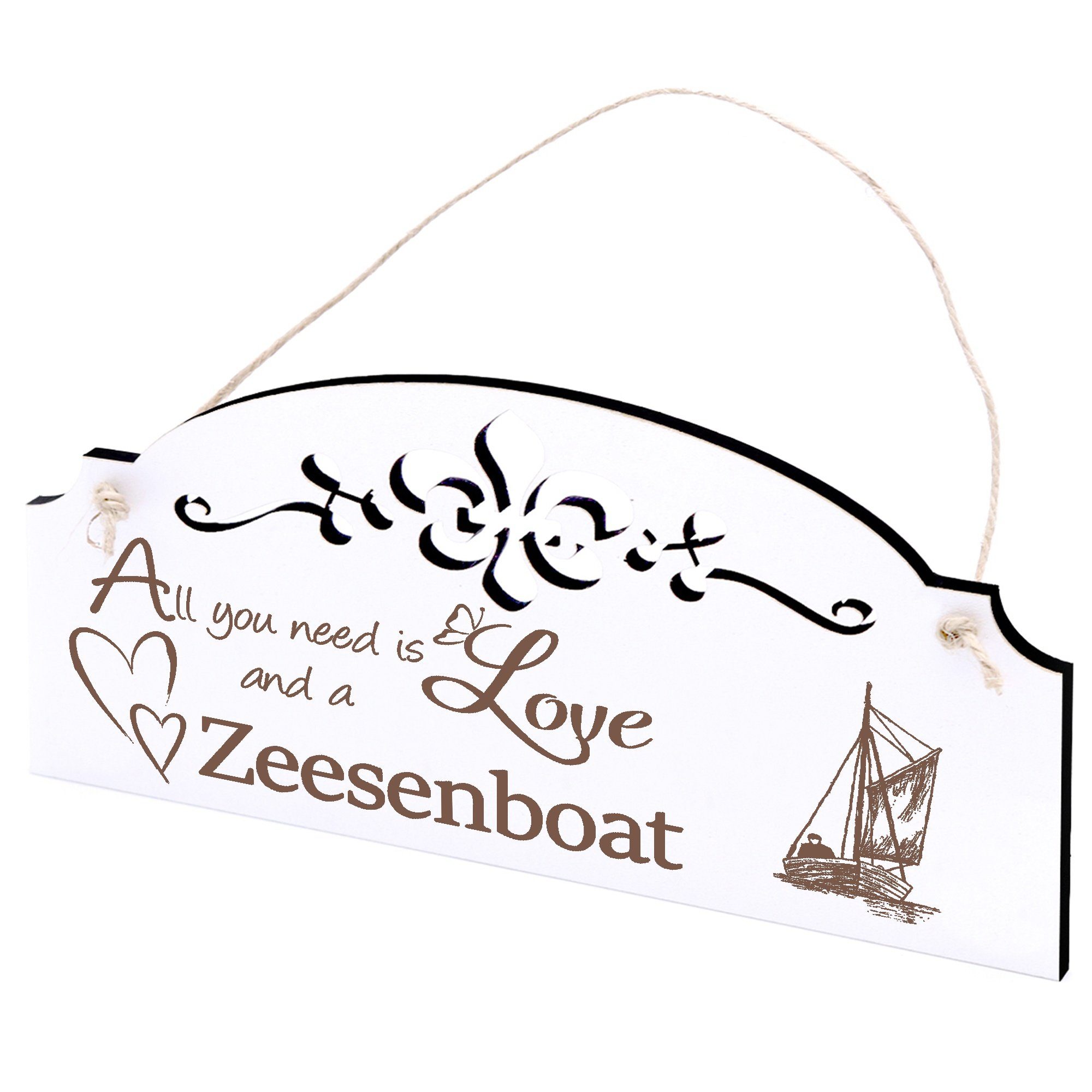 Dekolando Hängedekoration Zeesenboot Deko 20x10cm All you need is Love