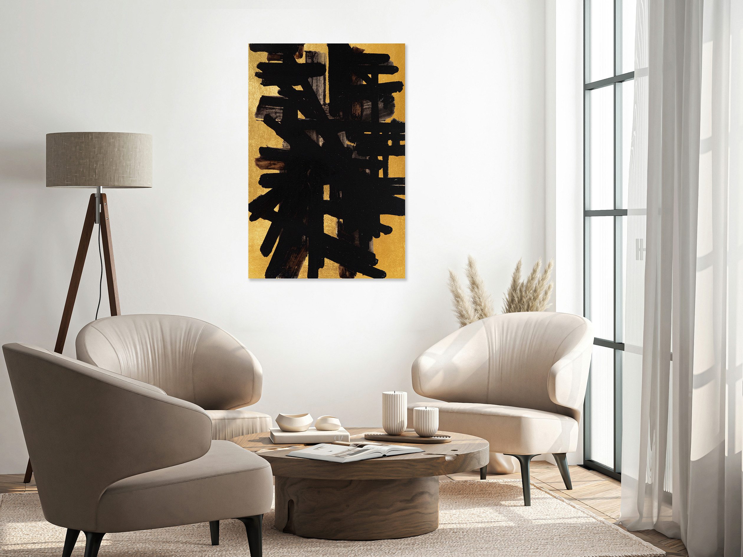 queence Acrylglasbild Wandbild, Goldbild, Bild Abstrakte Kunst mit Blattgold veredelt, Abstrakte, Fantasy, Kunst, Handveredelt mit Blattgold für eine edle und zeitlose Optik.