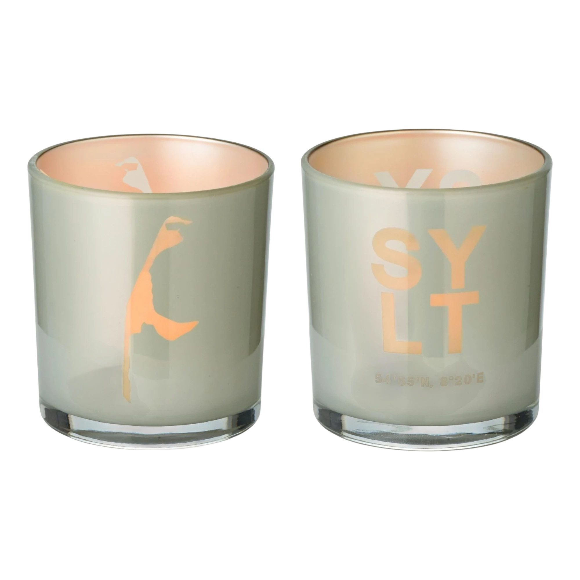 EDZARD Windlicht Sylt (2er Set, 2 St), (Höhe 8 cm), grau, Sylt-Motiv