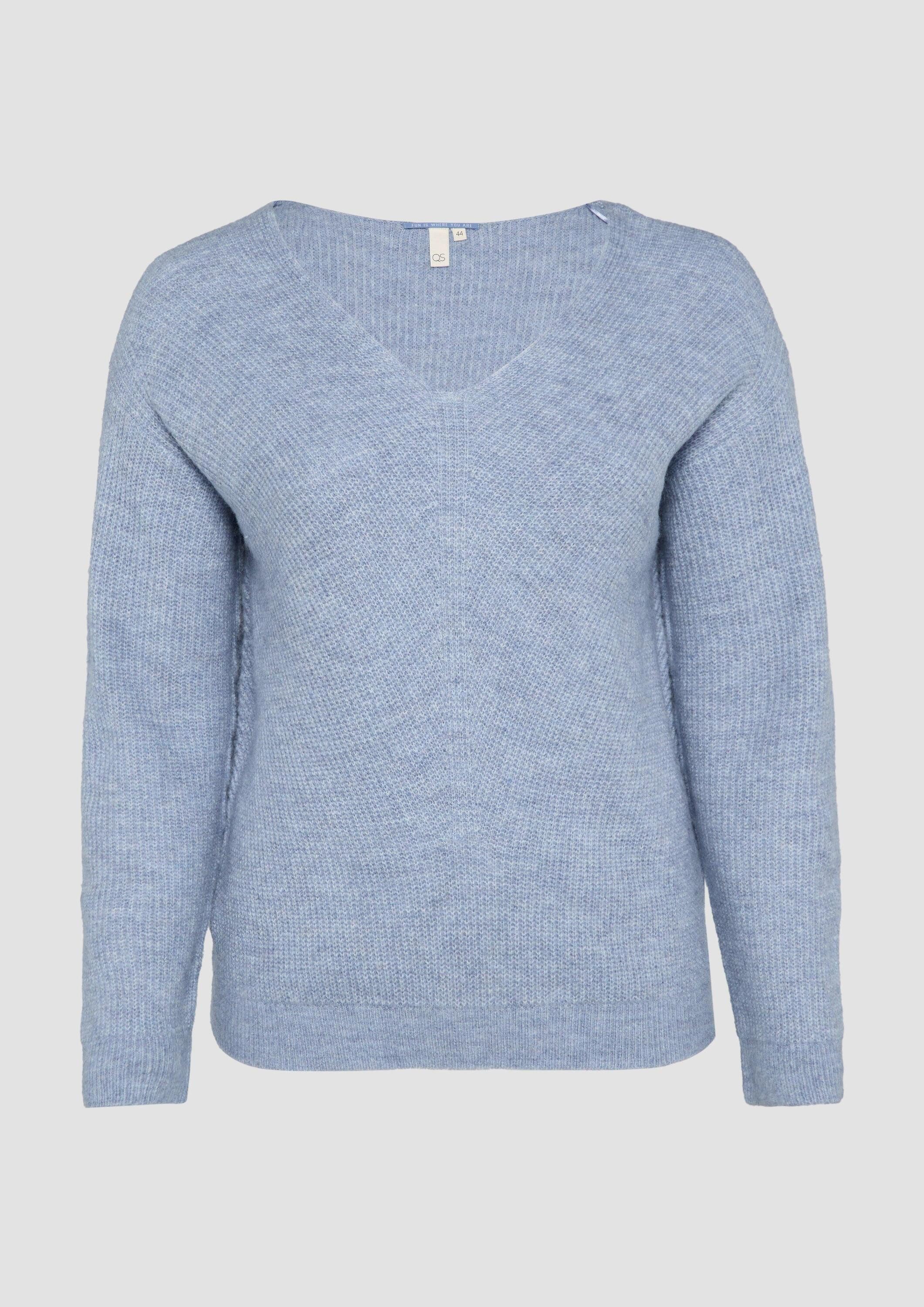 QS Longpullover Strickpullover Weicher Pullover mit Rippstruktur