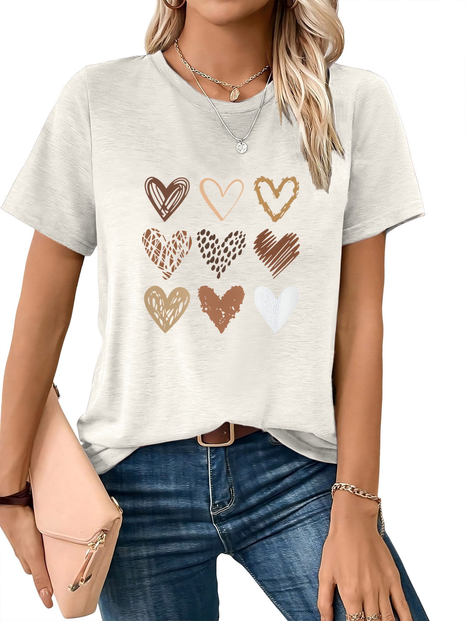 PYL Print-Shirt Bequemes Shirt Damen Kurzarm günstig online kaufen