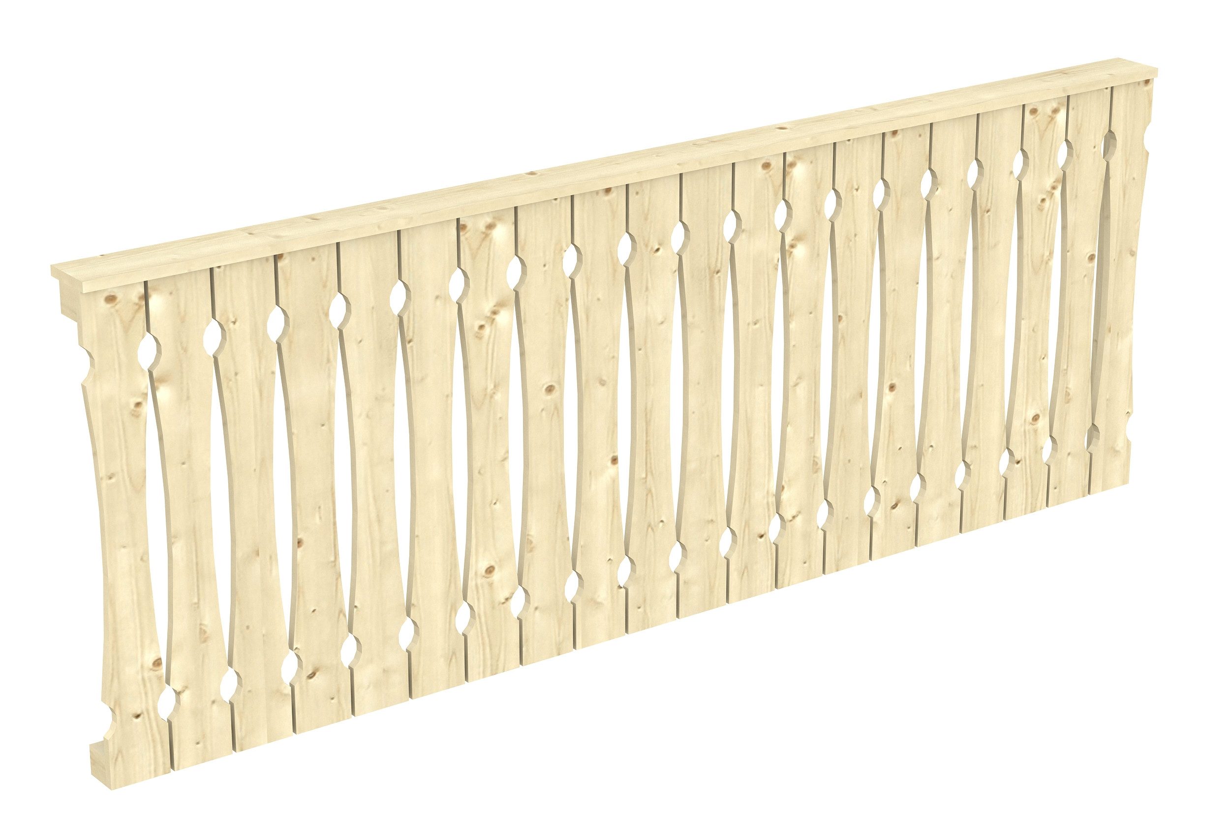 Skanholz Brüstungsgeländer Balkonschalung, 255 cm Länge, 96 cm Höhe, für die Seite