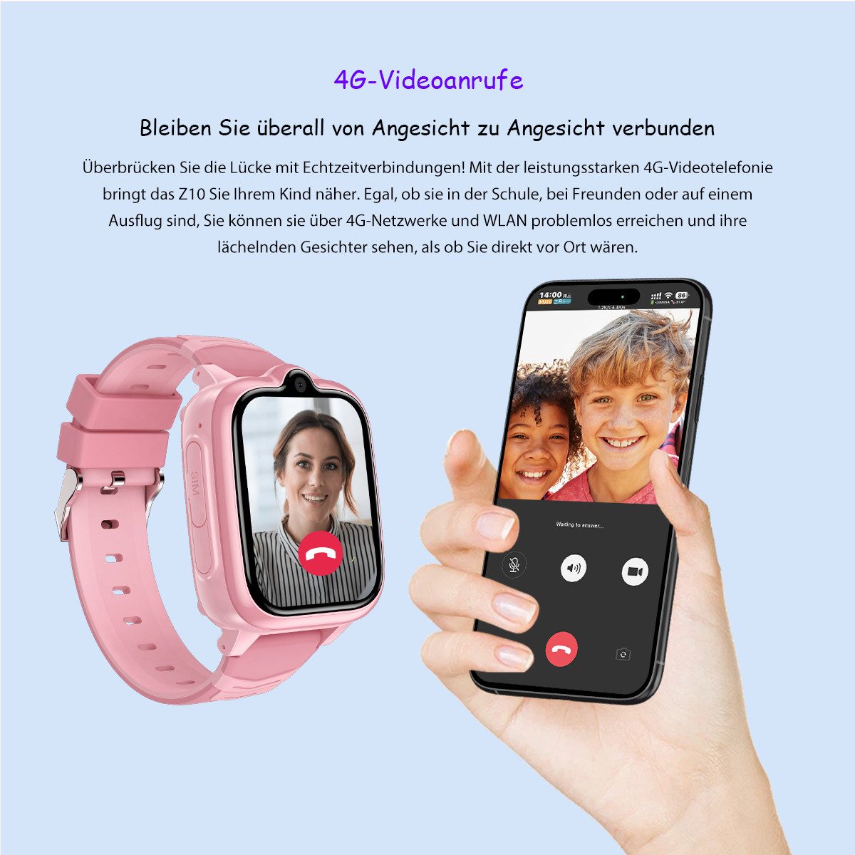 blackview Z10 Kinderuhr mit GPS 4G und Telefon, Videoanruf, SOS Smartwatch (1, 83 Zoll), Kinderuhr Telefon, GPS, Geschenk für Kinder, Einschulung Geschenk – Bild 3 von 5