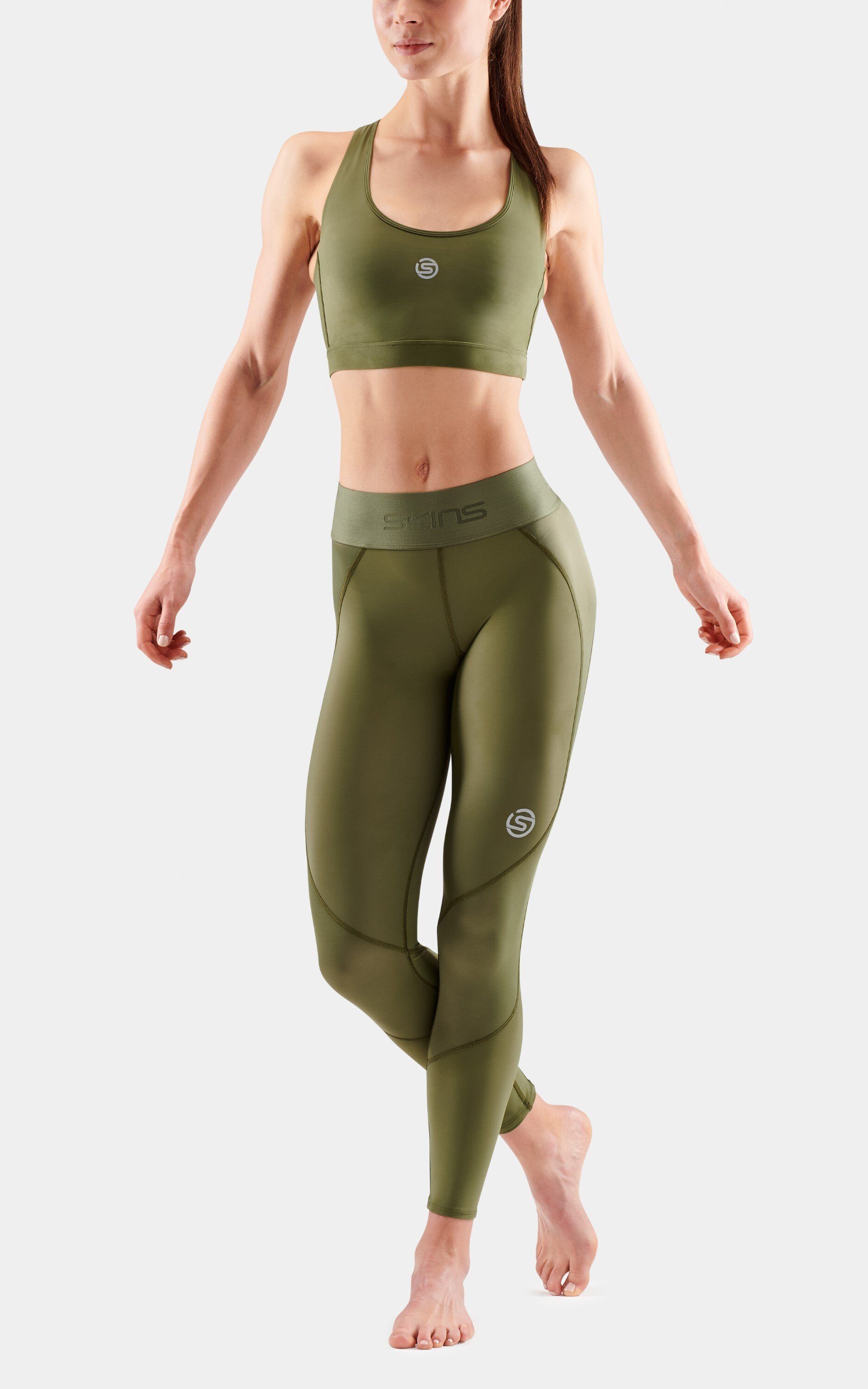 Skins S3 khaki (1-tlg) Lauftights