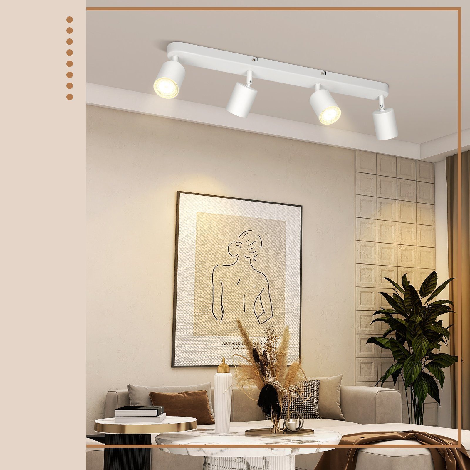 Nettlife Deckenstrahler Weiß Wohnzimmer 1/2/3/4/5/6 Flammig günstig online kaufen