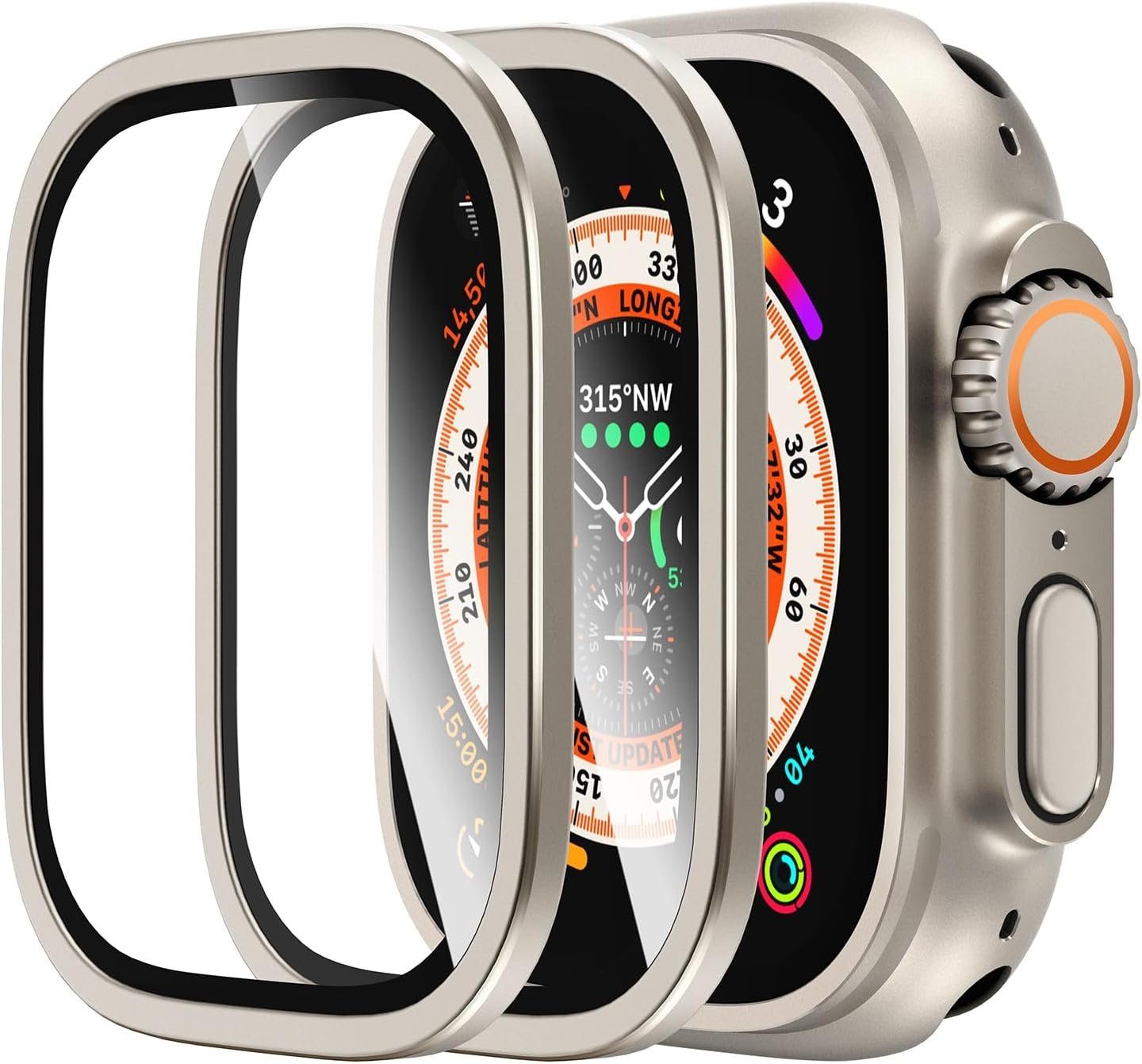 MSM Displayschutzglas 2X Schutzglas für Apple Watch Ultra 2 / Ultra 49mm Panzerfolie Titan