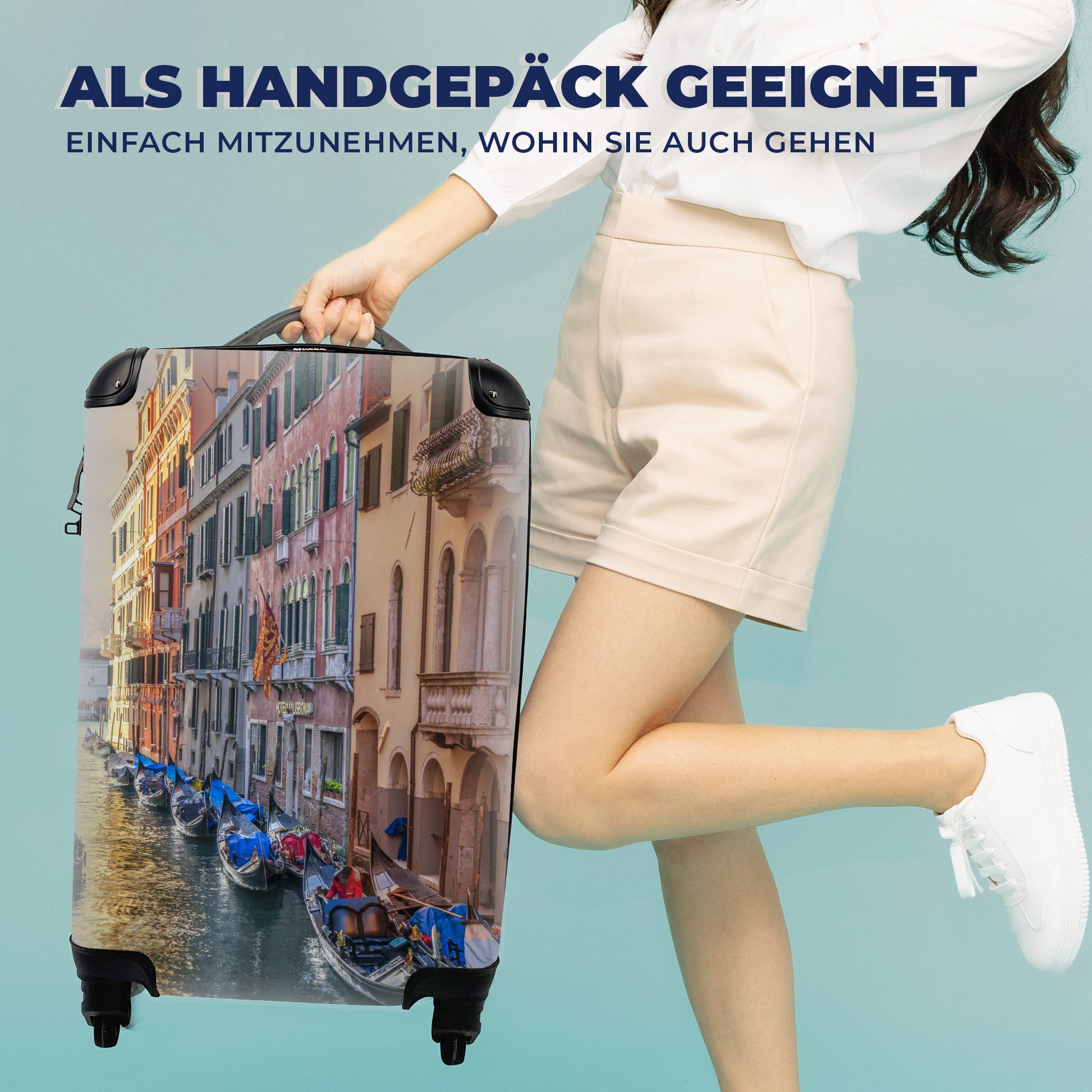 Reisetasche Handgepäckkoffer Venedig - rollen, - Handgepäck für Architektur mit 4 Ferien, Italien, MuchoWow Trolley, Rollen, Reisekoffer