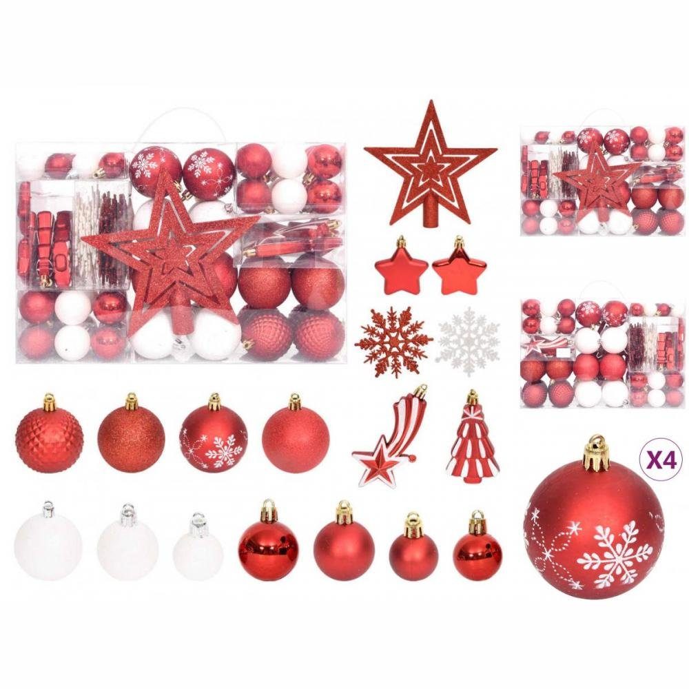 vidaXL Christbaumschmuck 108-tlg Weihnachtskugel-Set Rot und Weiß