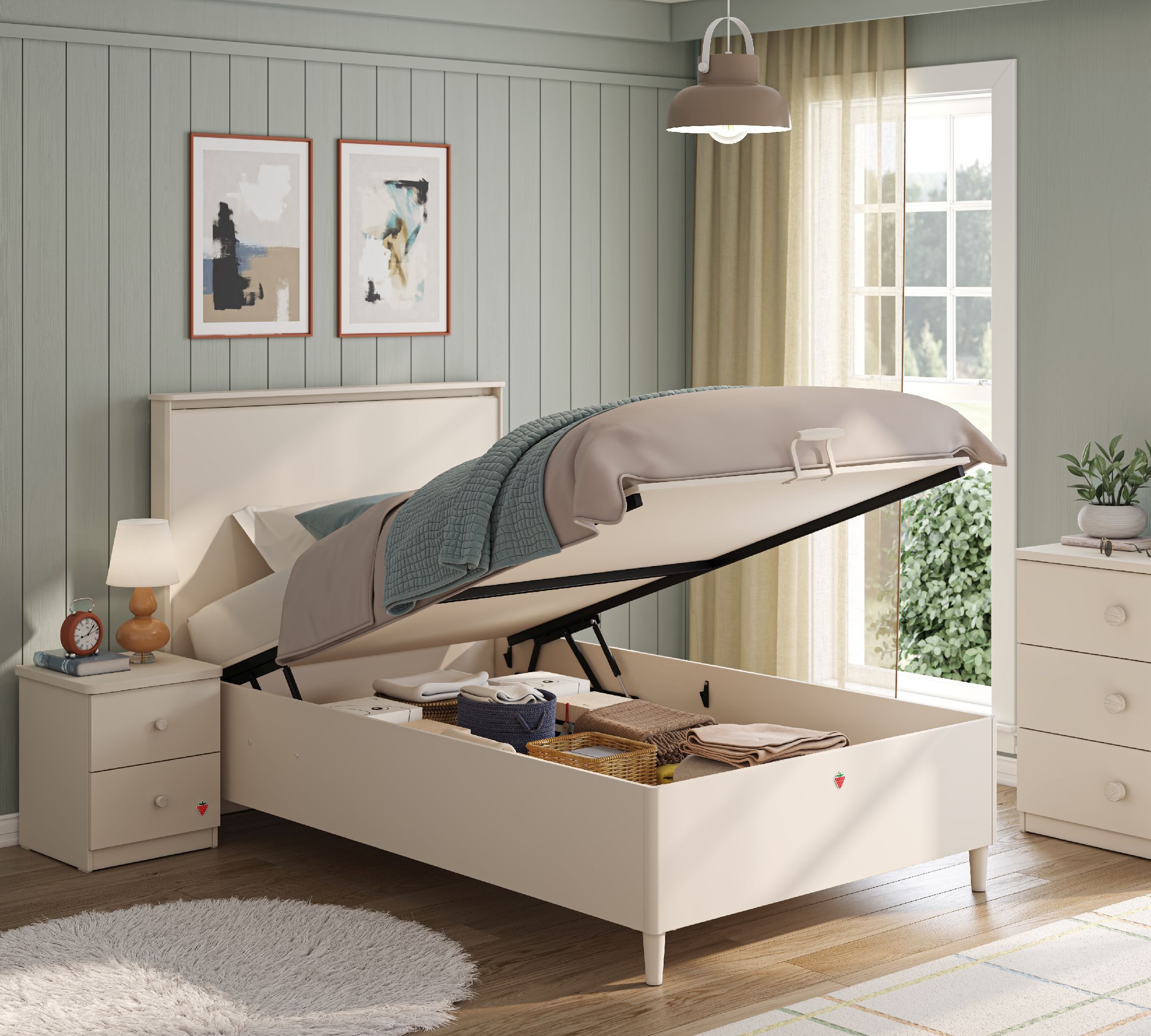 Möbel-Zeit Stauraumbett VARIA Bett mit Bettkasten, 100x200 cm