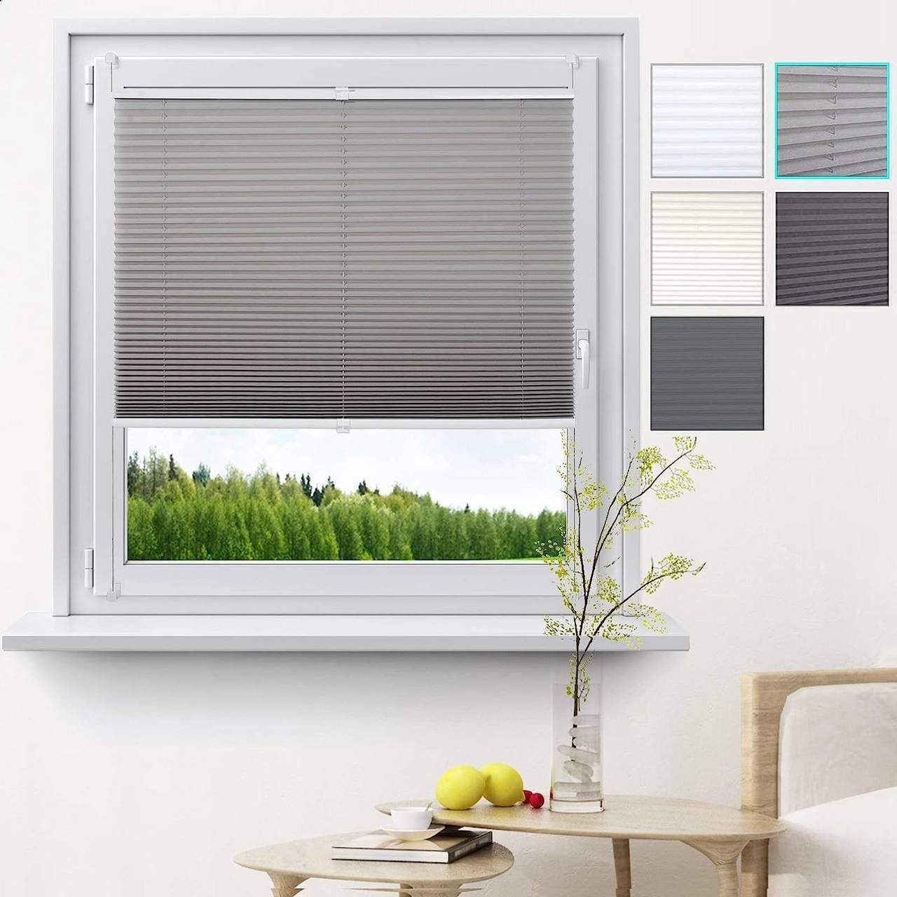 Woltu Plissee, Lichtschutz, Klemmfix Milchglas Muster, günstig online kaufen